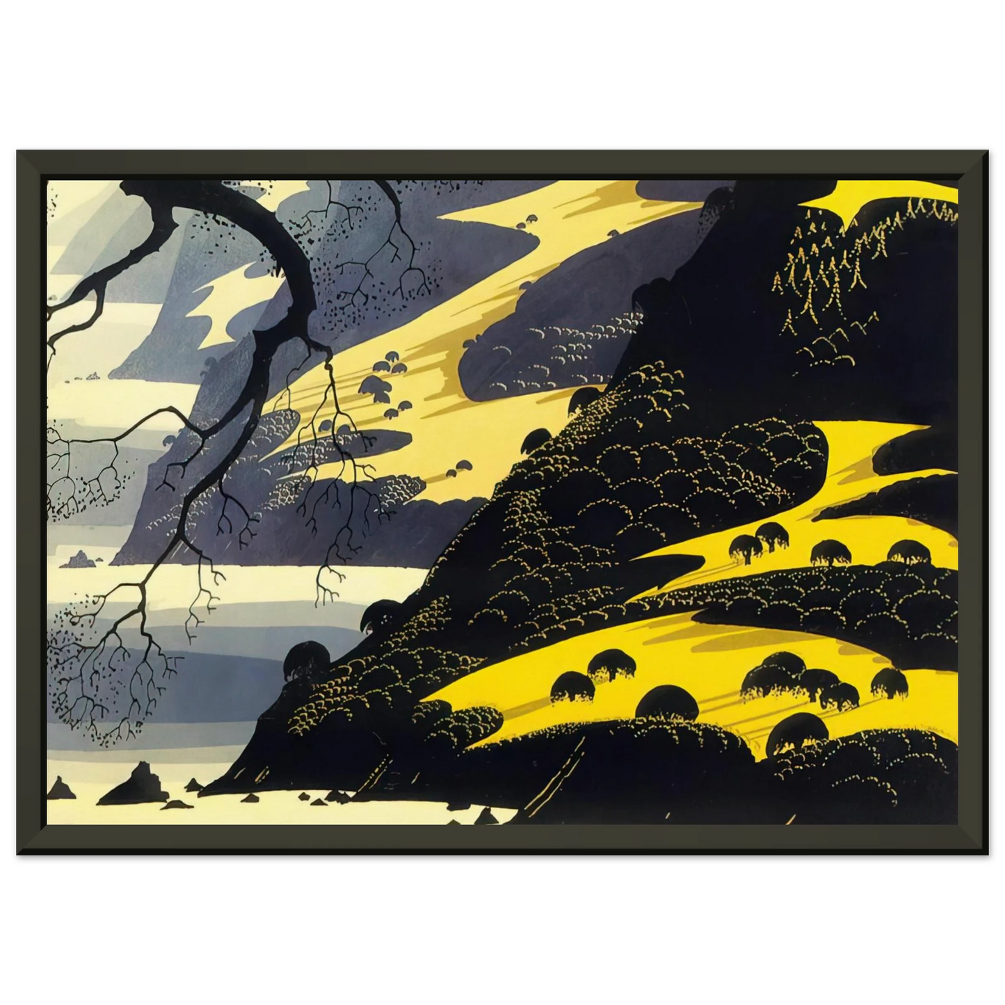 Eyvind Earle  Coastal Fog Framed Art Print  - Aluminum Frame - 70x100 cm / 28x40 inches