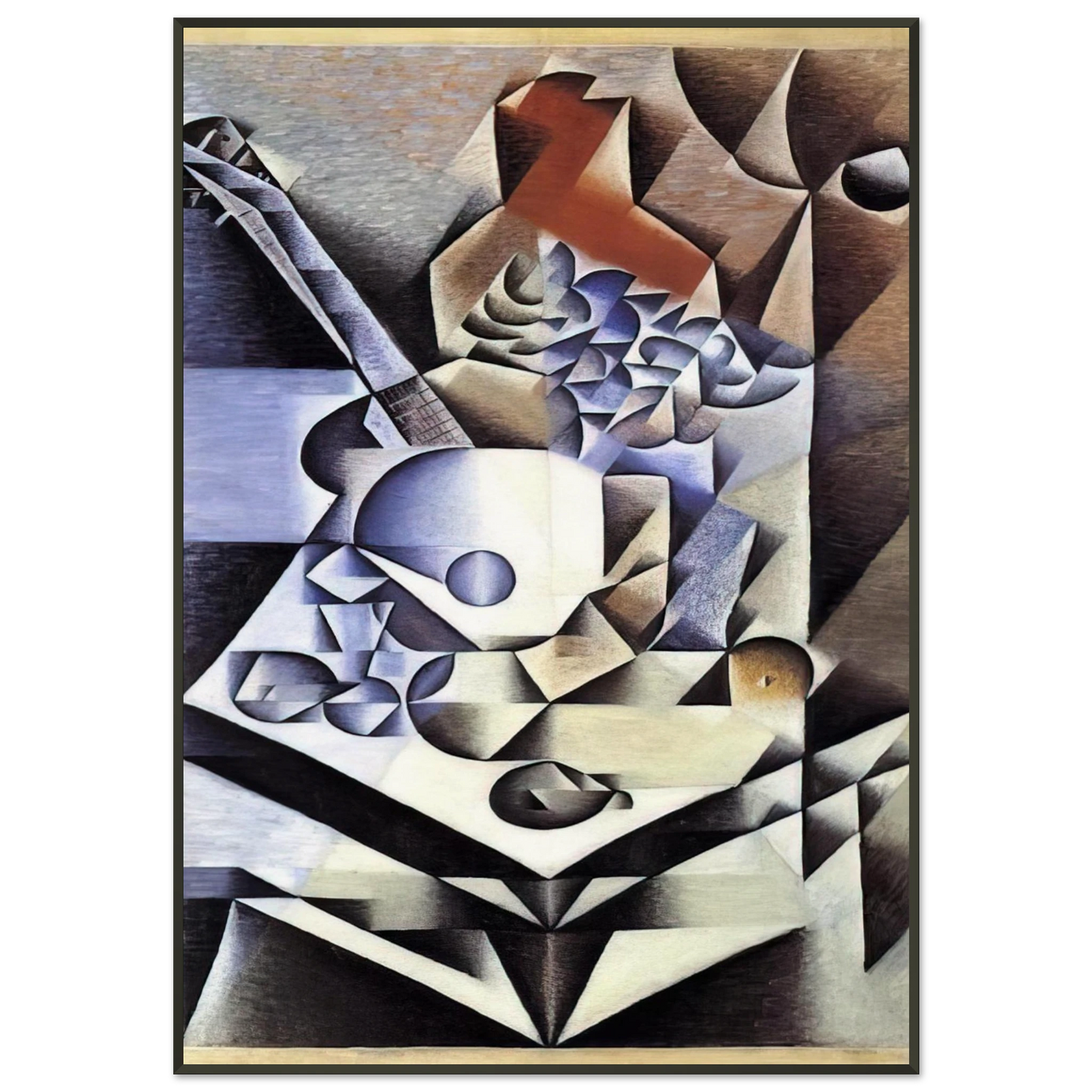 Juan Gris  STILL LIFE WITH FLOWERS 1912 Framed Art Print  - Aluminum Frame - 21x29.7 cm / 8x12"
