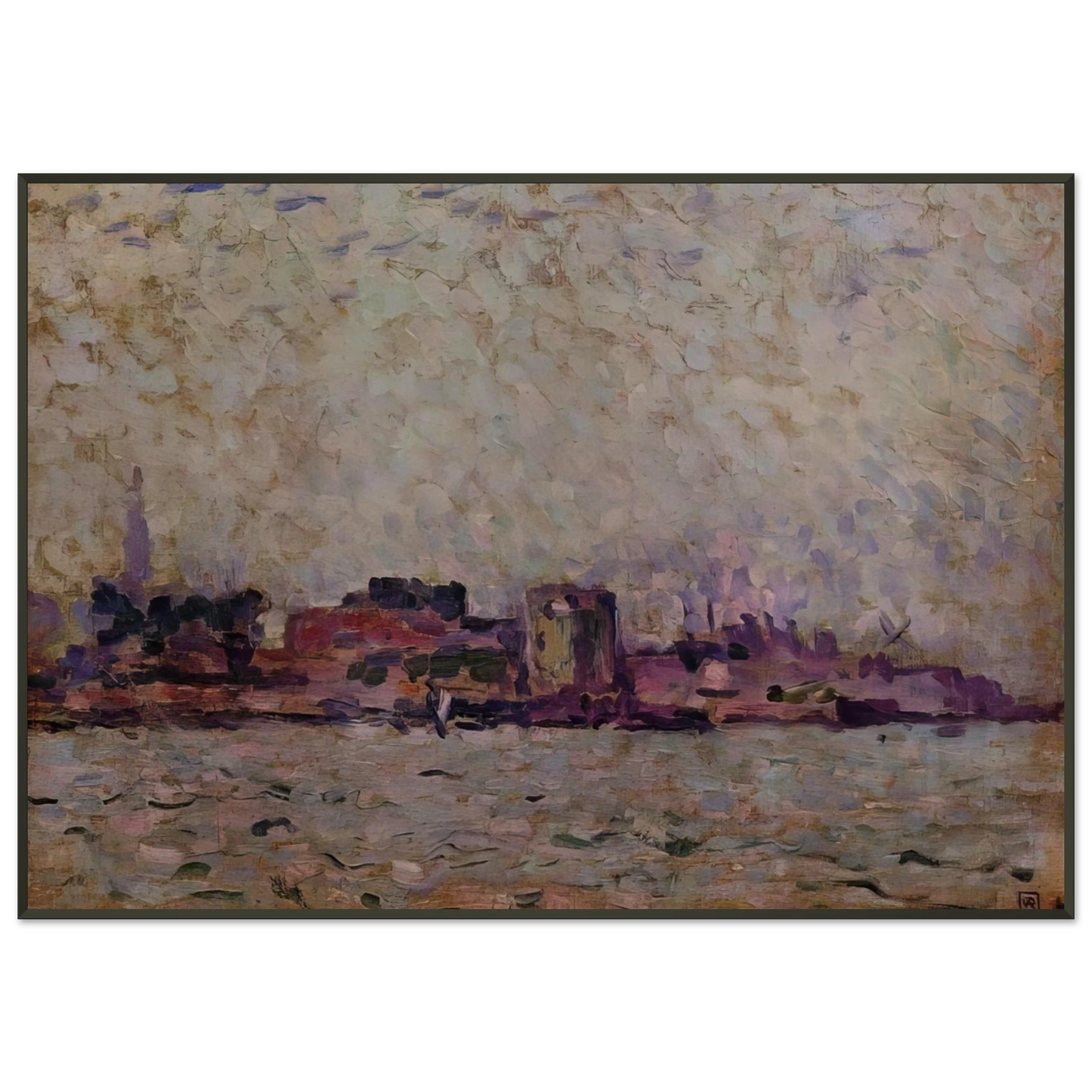 Theo van Rysselberghe MORNING FOG OVER THE PORT OF VEER HOLLAND 1906 Framed Art Print - Aluminum Frame - 21x29.7 cm / 8x12"