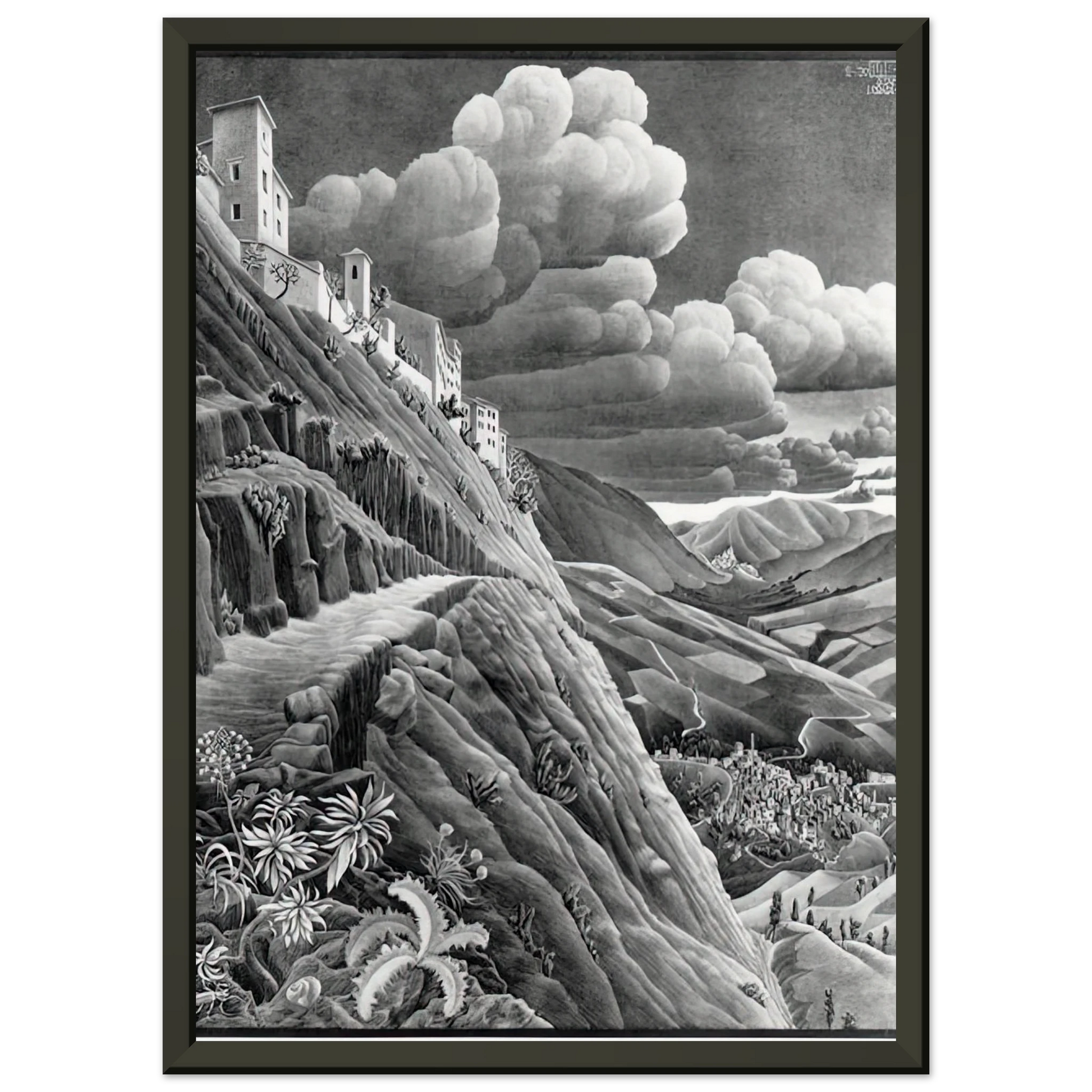 MC Escher  CASTROVALVA Framed Art Print  - Aluminum Frame - 70x100 cm / 28x40 inches