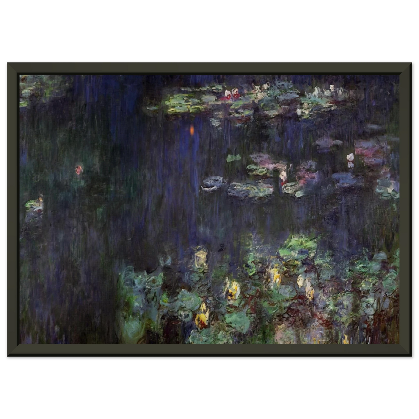claude monet Water Lilies Green Reflection right half Framed Art Print - Aluminum Frame - 40x50 cm / 16x20 inches