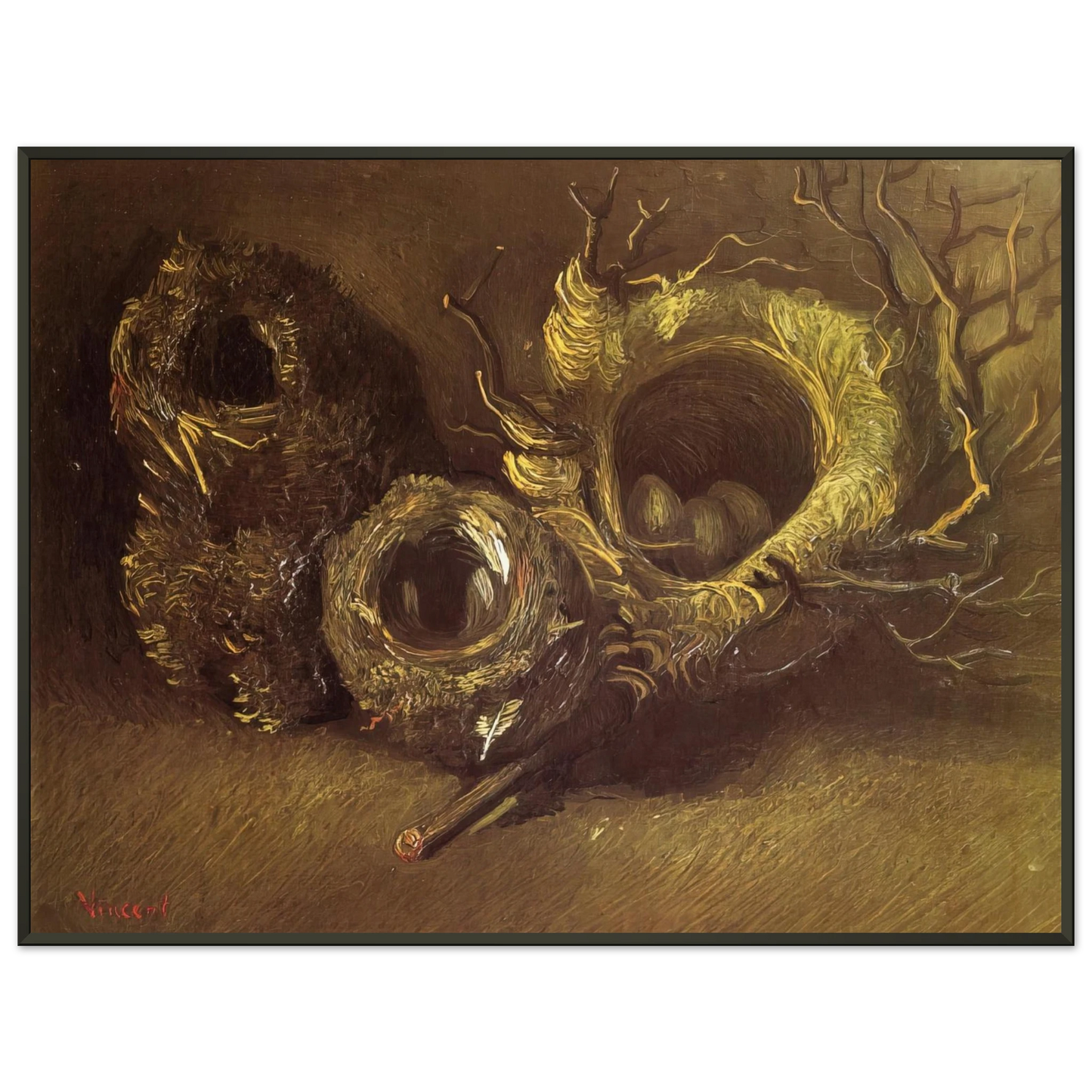 Vincent van Gogh  Still Life with Three Birds Nests Framed Art Print  - Aluminum Frame - 60x80 cm / 24x32 inches