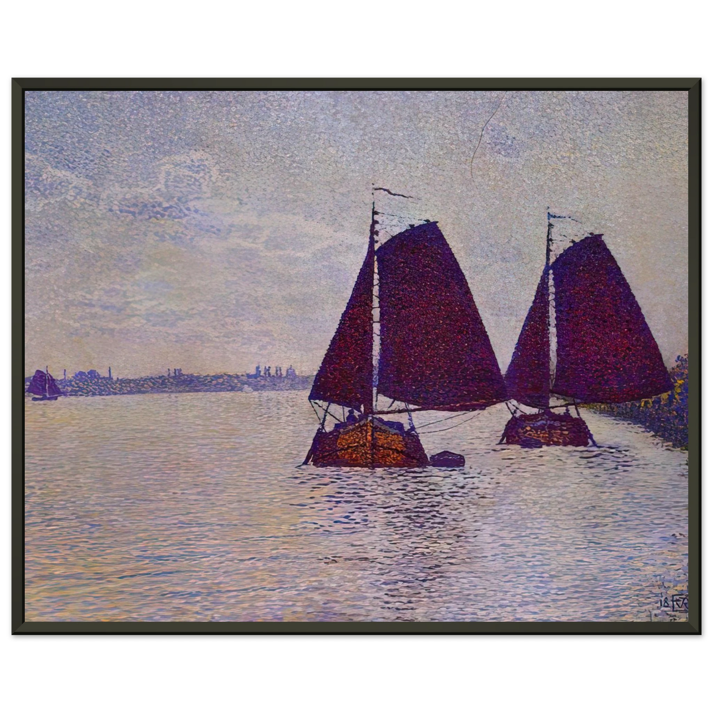 Theo van Rysselberghe BARGES ON THE RIVER SCHELDT 1892 Framed Art Print - Aluminum Frame - 70x100 cm / 28x40 inches
