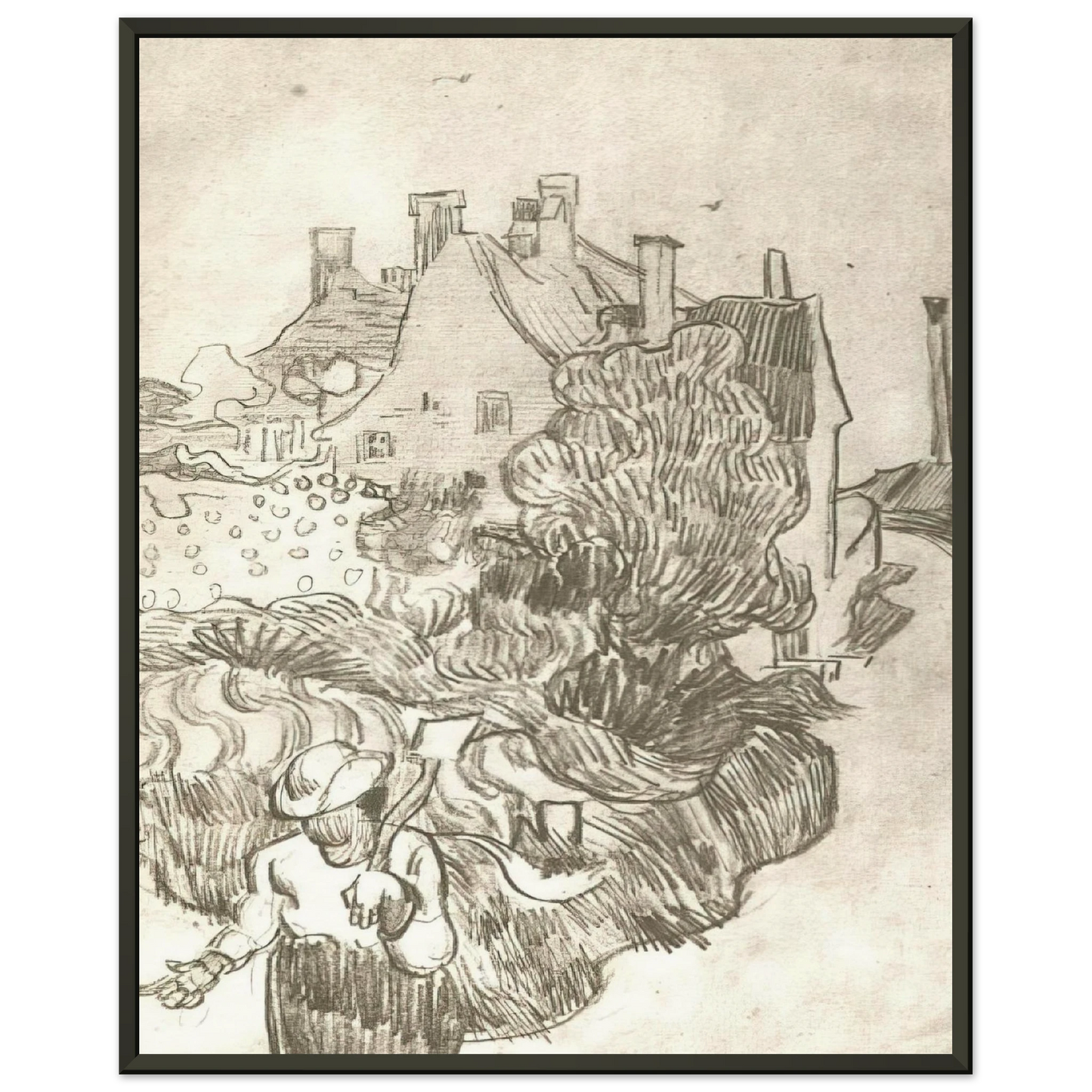 Vincent van Gogh  A House at Auvers Framed Art Print  - Aluminum Frame - 40x50 cm / 16x20 inches