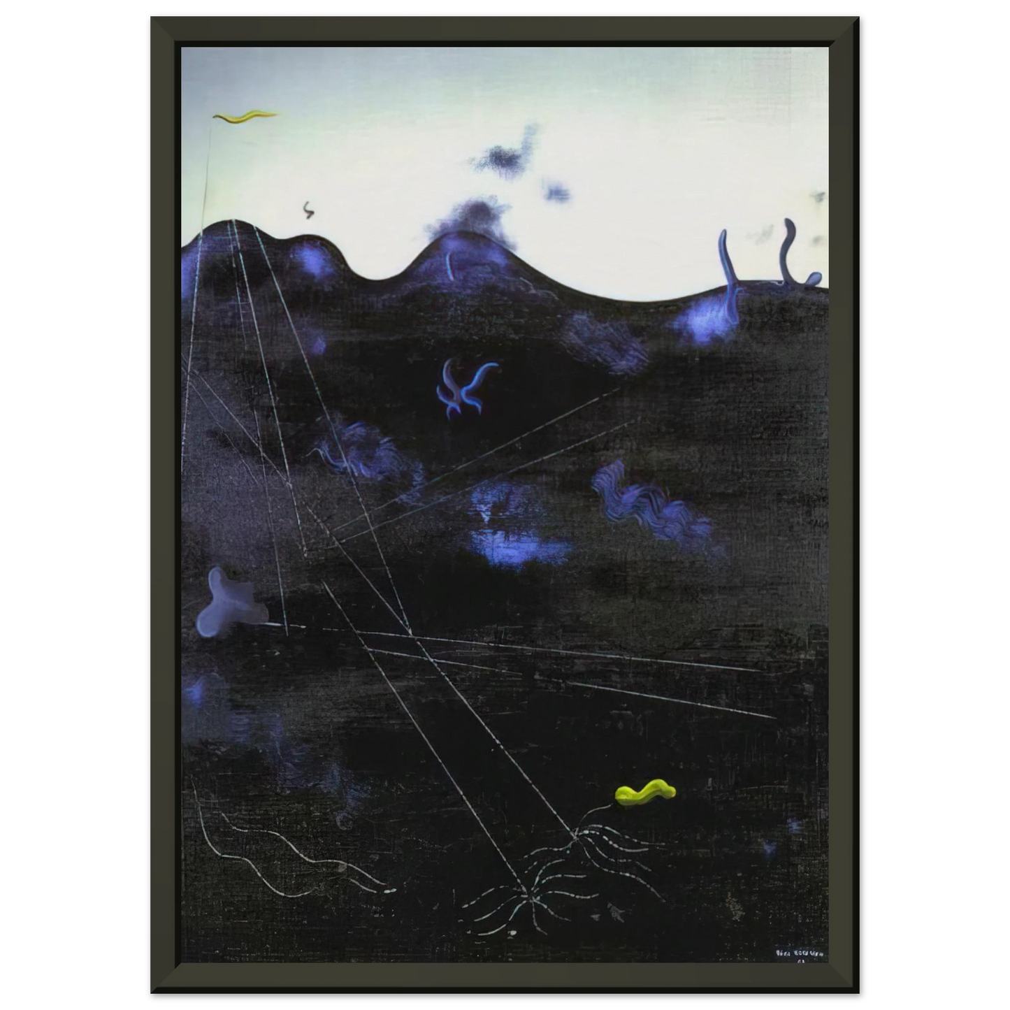 Yves Tanguy Blue Bed Framed Art Print - Aluminum Frame - 40x50 cm / 16x20 inches
