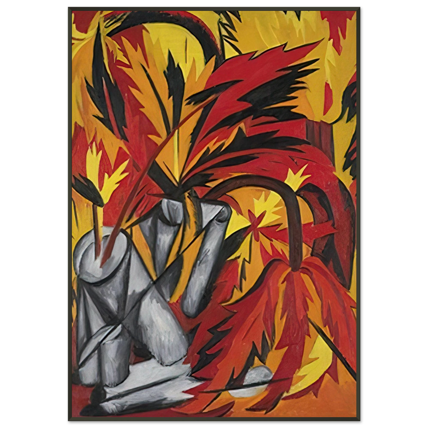 Natalia Goncharova Flowers 1912 Framed Art Print - Aluminum Frame - 21x29.7 cm / 8x12"