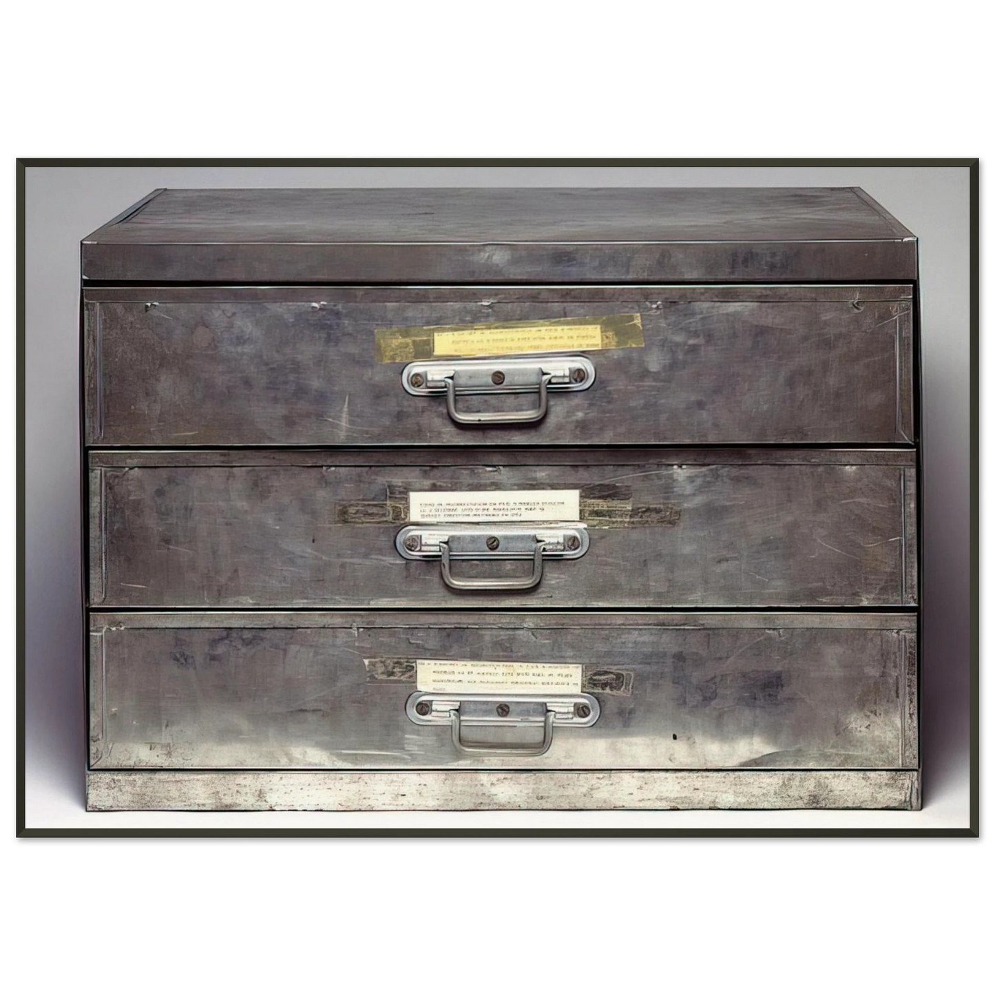 Christian Boltanski ATTEMPT AT RECREATION THREE DRAWERS 1971 Framed Art Print - Aluminum Frame - 21x29.7 cm / 8x12"