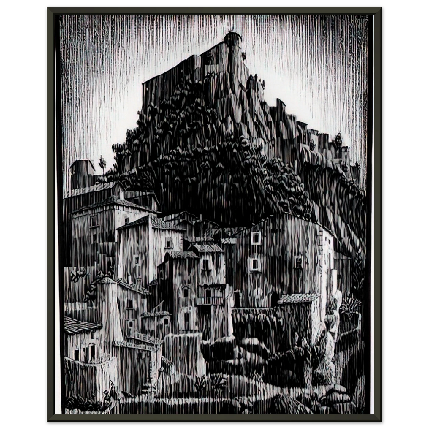 MC Escher  CERRO AL VOLTURNO ABRUZZI JANUARY 1930 1930 Framed Art Print  - Aluminum Frame - 60x80 cm / 24x32 inches