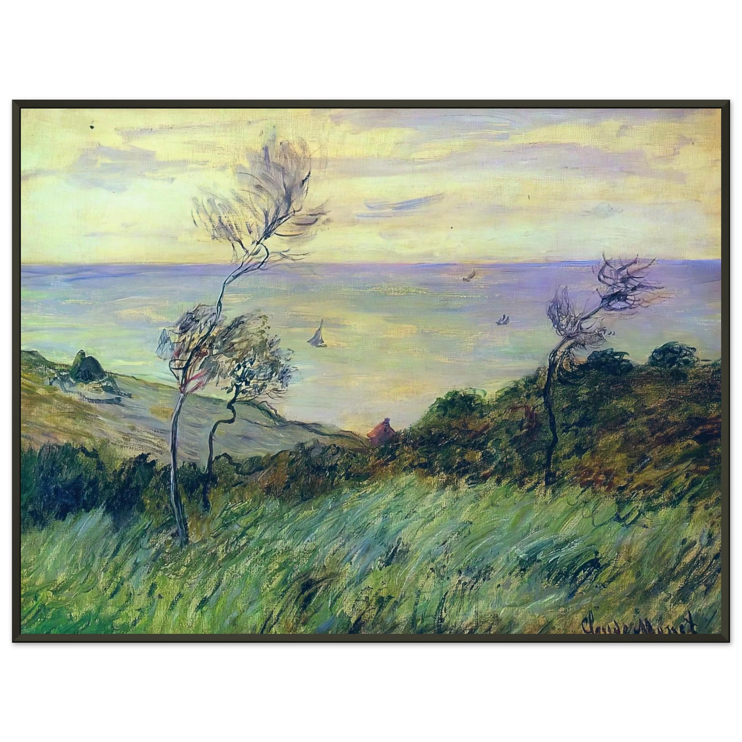 claude monet Cliffs of Varengeville Gust of Wind Framed Art Print - Aluminum Frame - 70x100 cm / 28x40 inches
