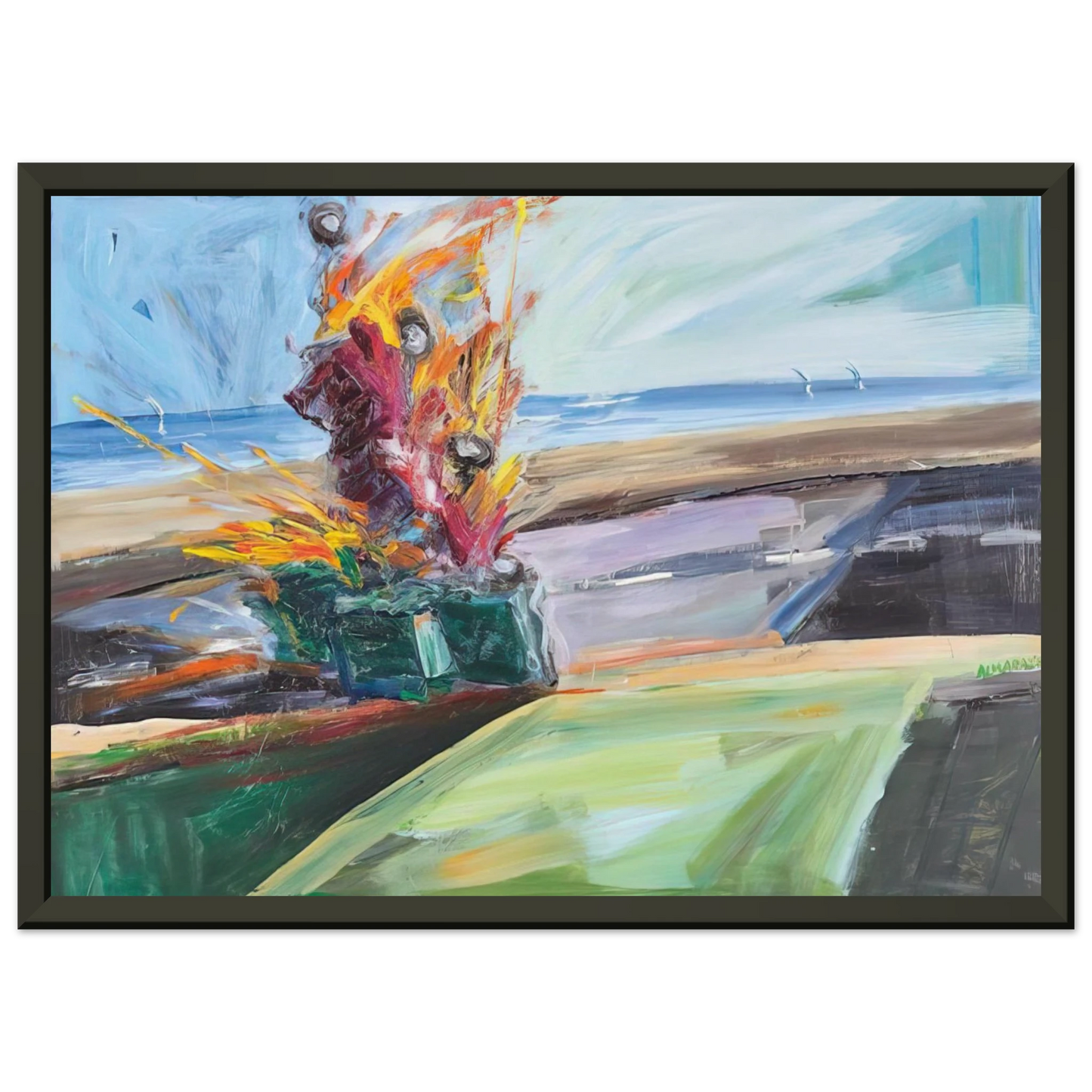 Carlos Almaraz Untitled Car Crash 1987 Framed Art Print - Aluminum Frame - 40x50 cm / 16x20 inches