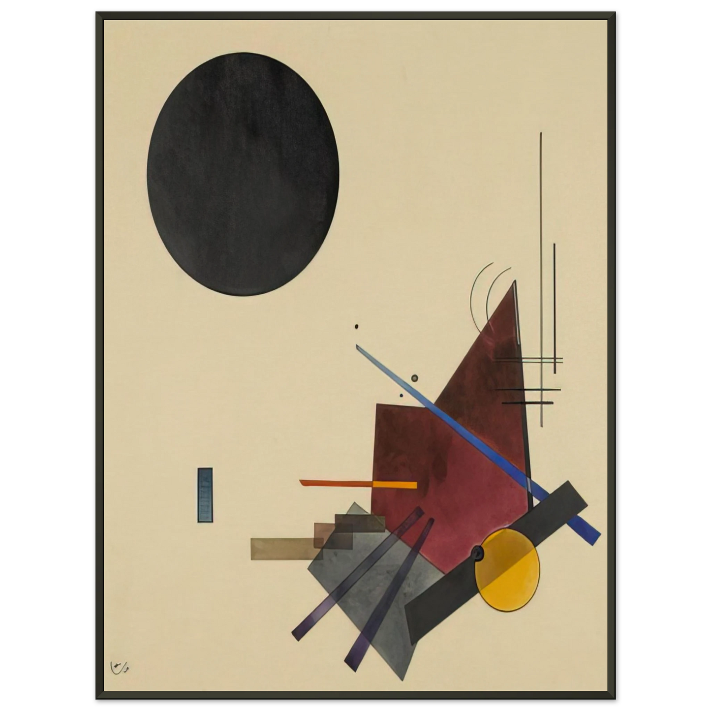 Wassily Kandinsky  BLACK RELATIONSHIP 1924 Framed Art Print  - Aluminum Frame - 60x80 cm / 24x32 inches