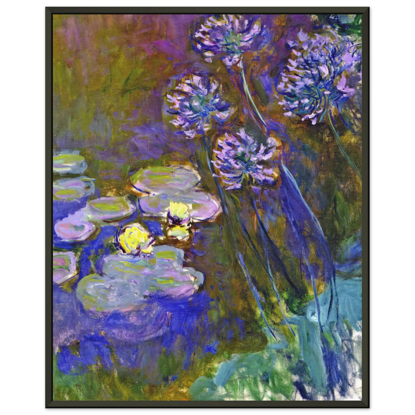 claude monet Water Lilies and Agapanthus Framed Art Print - Aluminum Frame - 40x50 cm / 16x20 inches