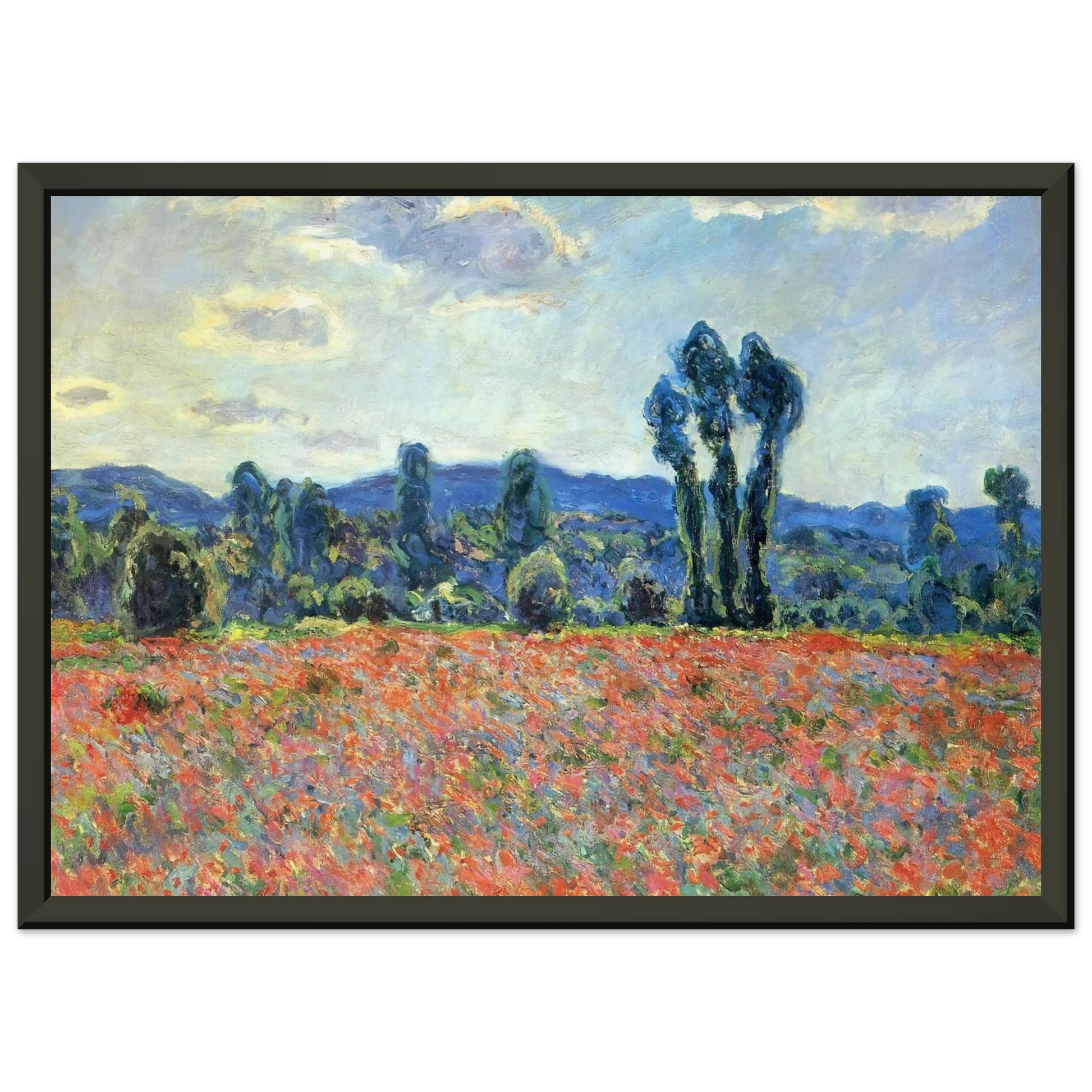 claude monet  Poppy Field in Giverny Framed Art Print  - Aluminum Frame - 60x80 cm / 24x32 inches