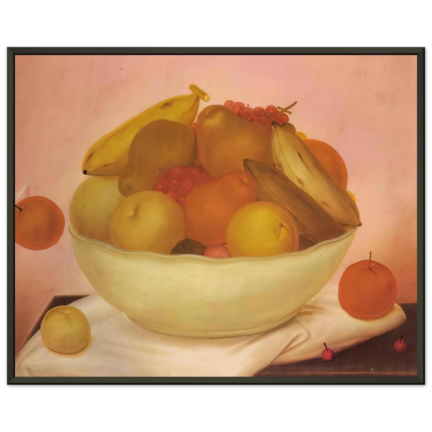 Fernando Botero STILL LIFE WITH ORANGE FALLING Framed Art Print - Aluminum Frame - 70x100 cm / 28x40 inches