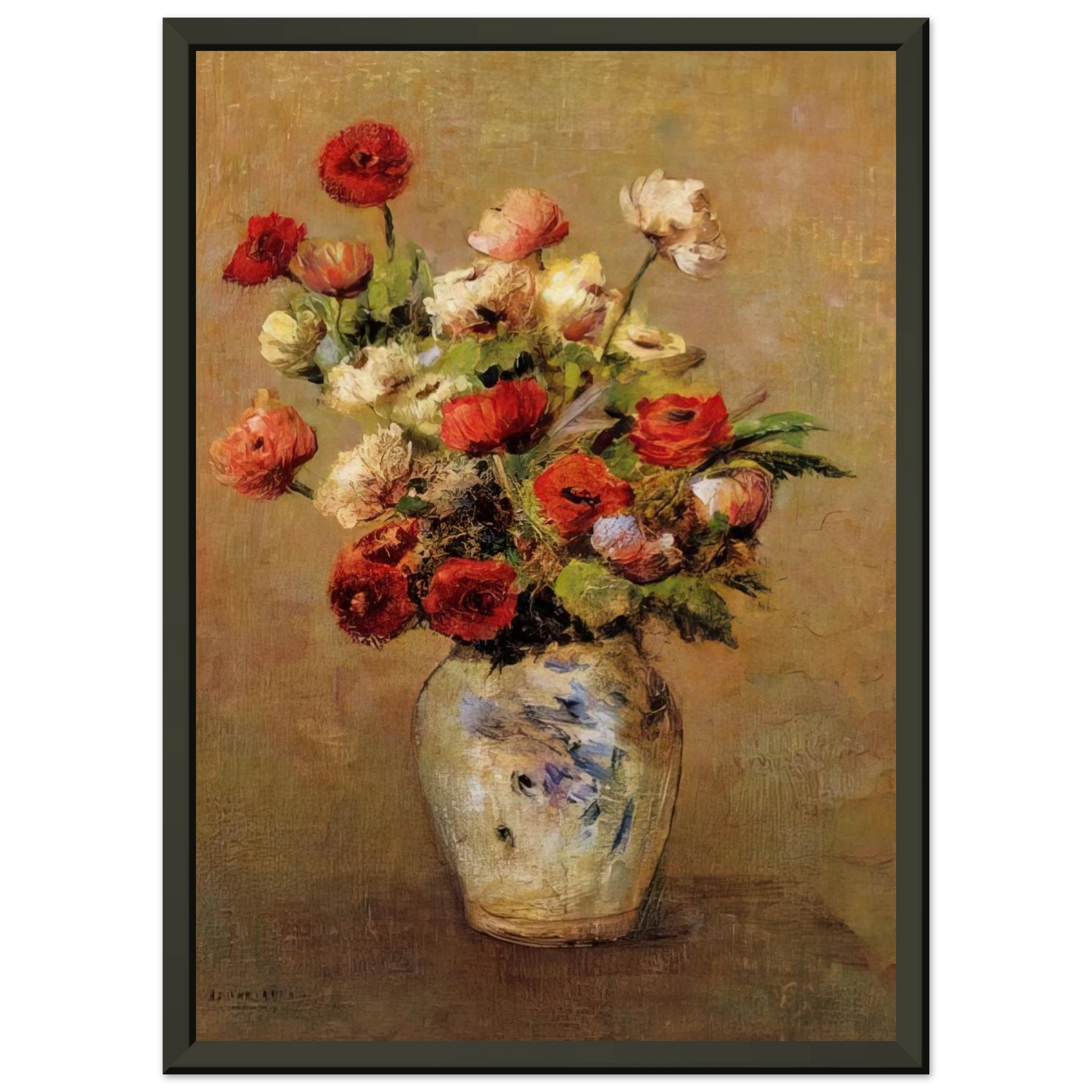 Odilon Redon  BOUQUET OF FLOWERS Framed Art Print  - Aluminum Frame - 40x50 cm / 16x20 inches