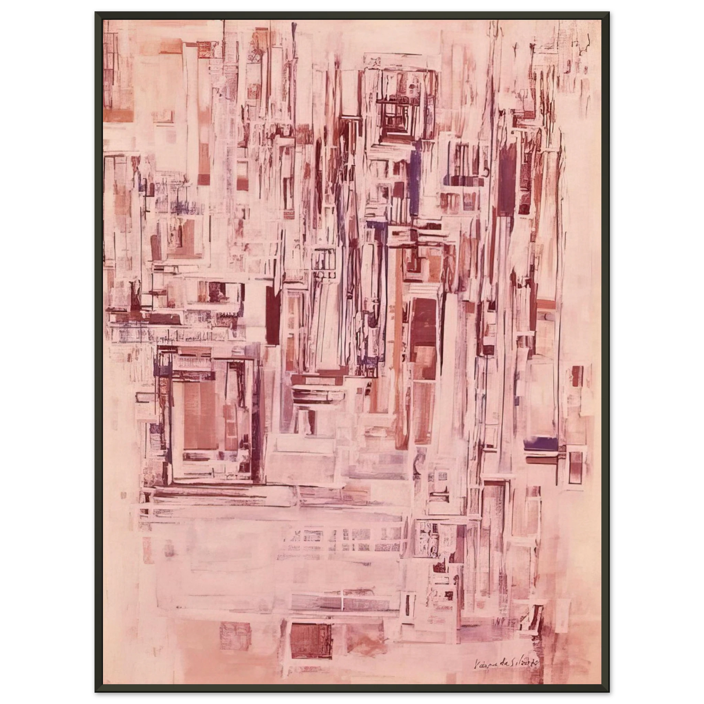 Maria Helena Vieira da Silva Untitled 1970 Framed Art Print - Aluminum Frame - 60x80 cm / 24x32 inches