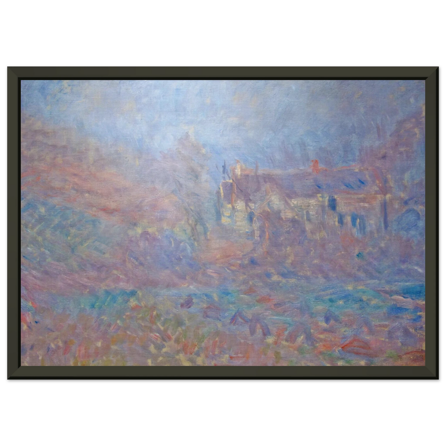 claude monet  Houses at Falaise in the Fog Framed Art Print  - Aluminum Frame - 70x100 cm / 28x40 inches