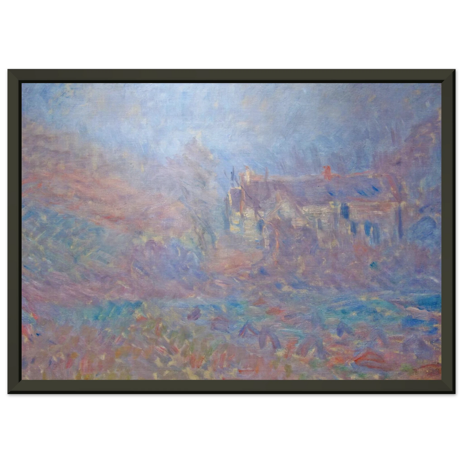 claude monet  Houses at Falaise in the Fog Framed Art Print  - Aluminum Frame - 70x100 cm / 28x40 inches