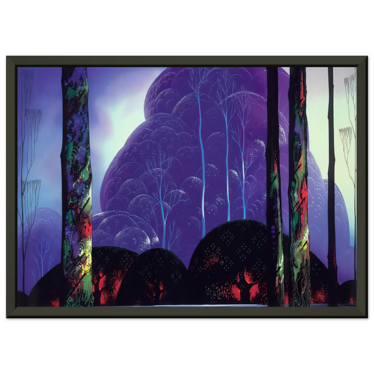 Eyvind Earle  Purple Sunset Framed Art Print  - Aluminum Frame - 40x50 cm / 16x20 inches