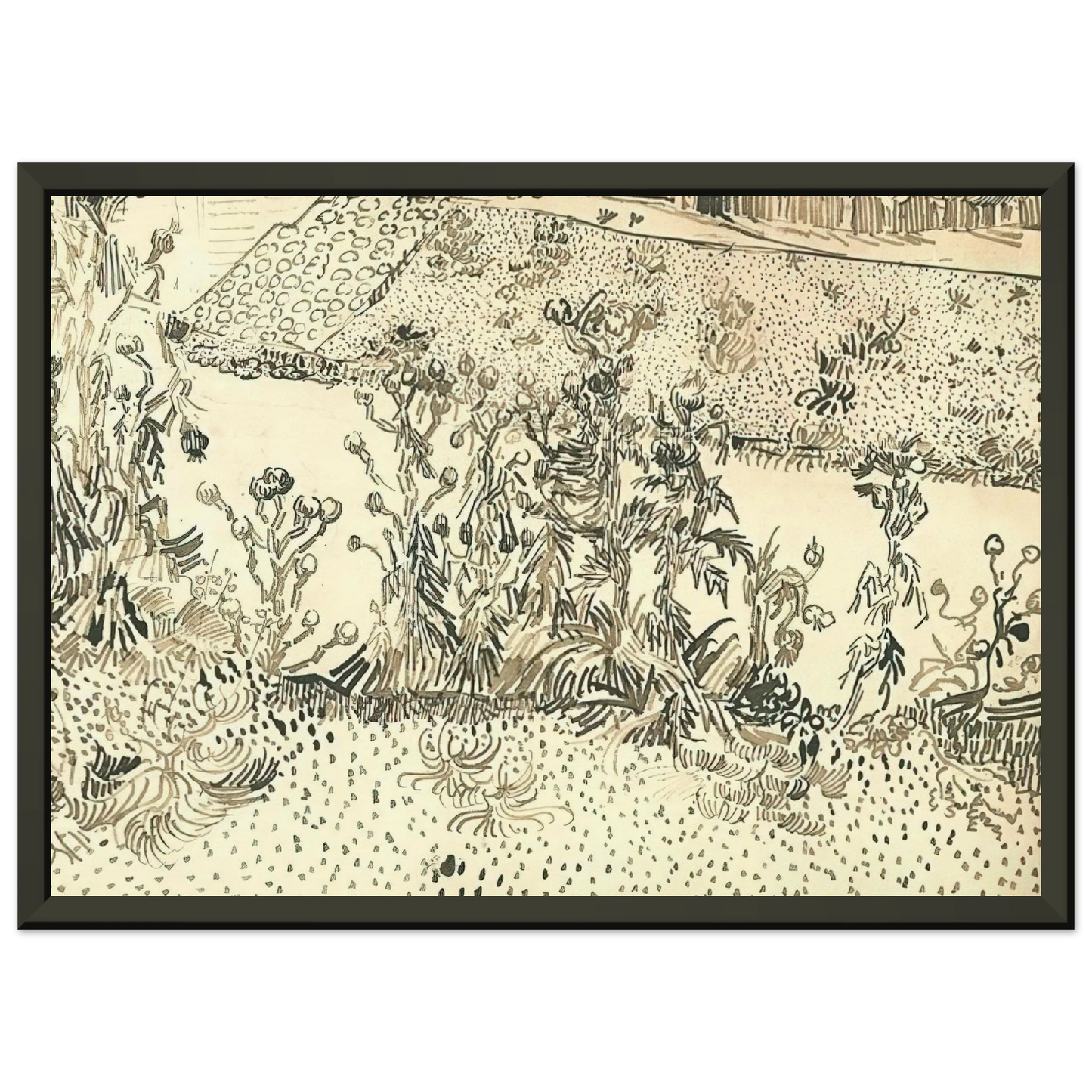 Vincent van Gogh Thistles Along the Roadside Framed Art Print - Aluminum Frame - 70x100 cm / 28x40 inches