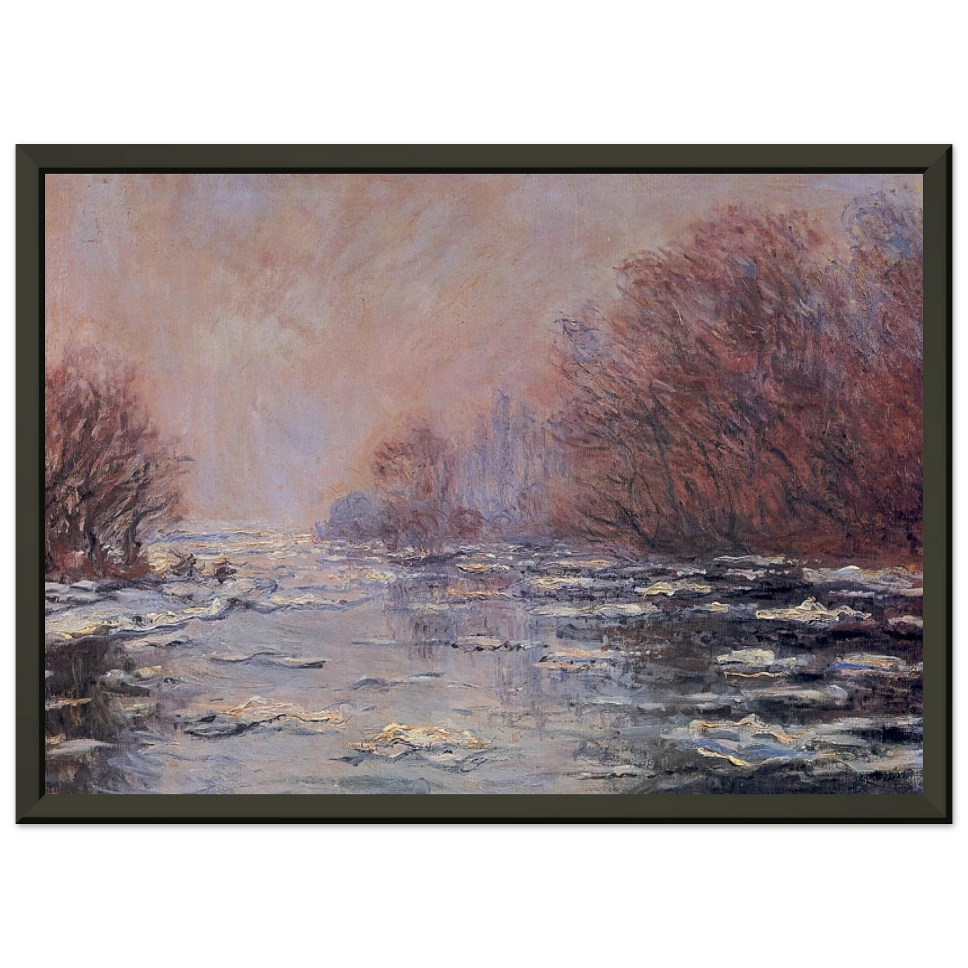 claude monet  River Thawing near Vetheuil Framed Art Print  - Aluminum Frame - 60x80 cm / 24x32 inches