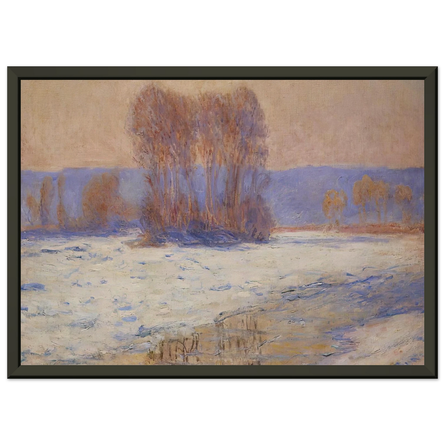 claude monet The Seine at Bennecourt Winter Framed Art Print - Aluminum Frame - 60x80 cm / 24x32 inches