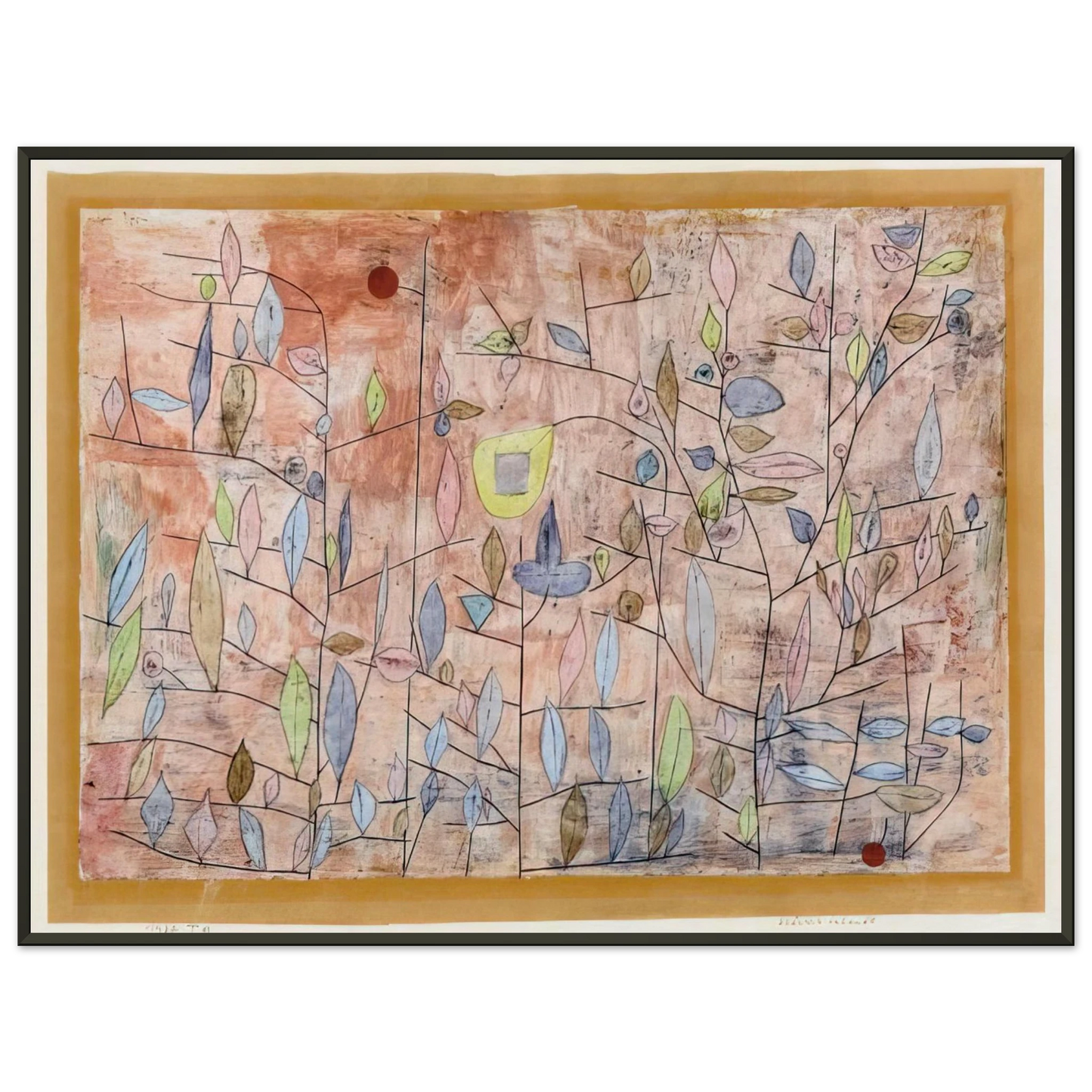 Paul Klee  SPARSE FOLIAGE 1934 Framed Art Print  - Aluminum Frame - 70x100 cm / 28x40 inches
