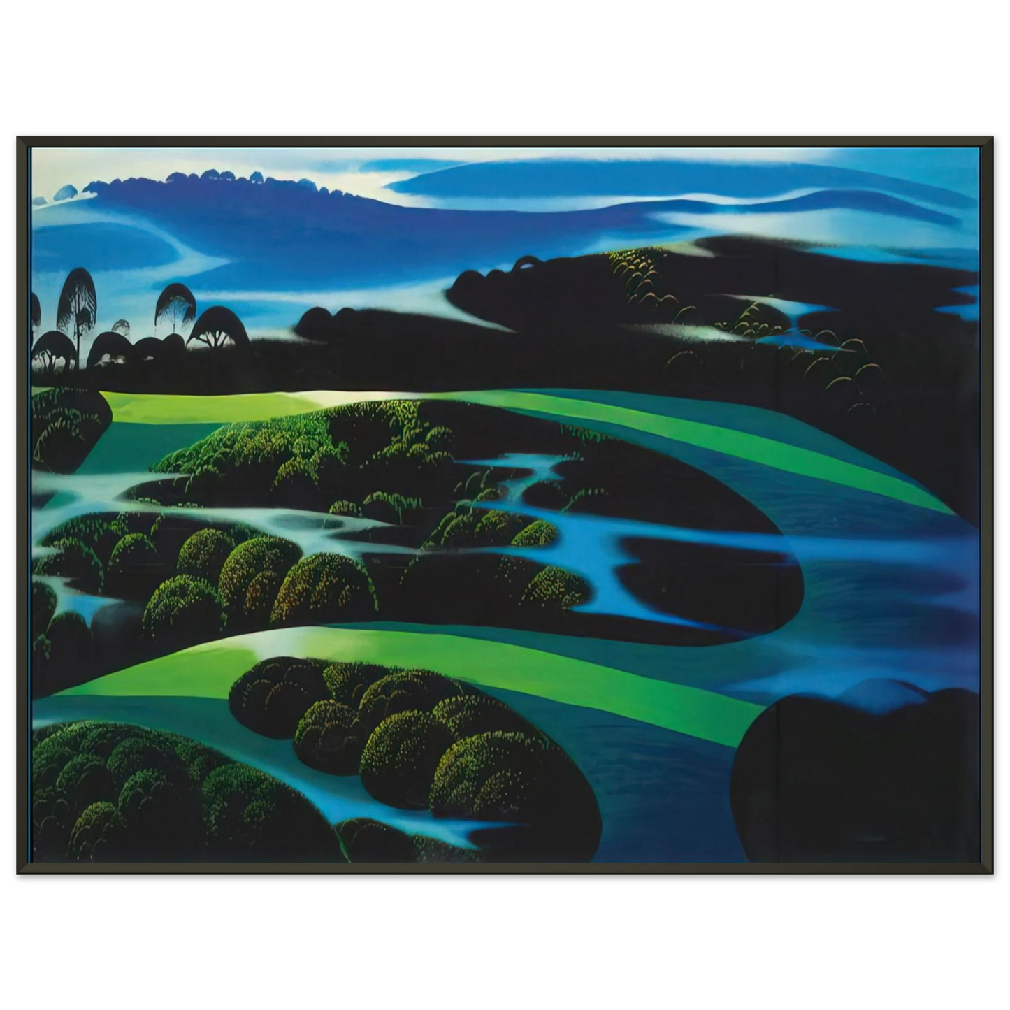 Eyvind Earle Summers Twilight Framed Art Print - Aluminum Frame - 70x100 cm / 28x40 inches
