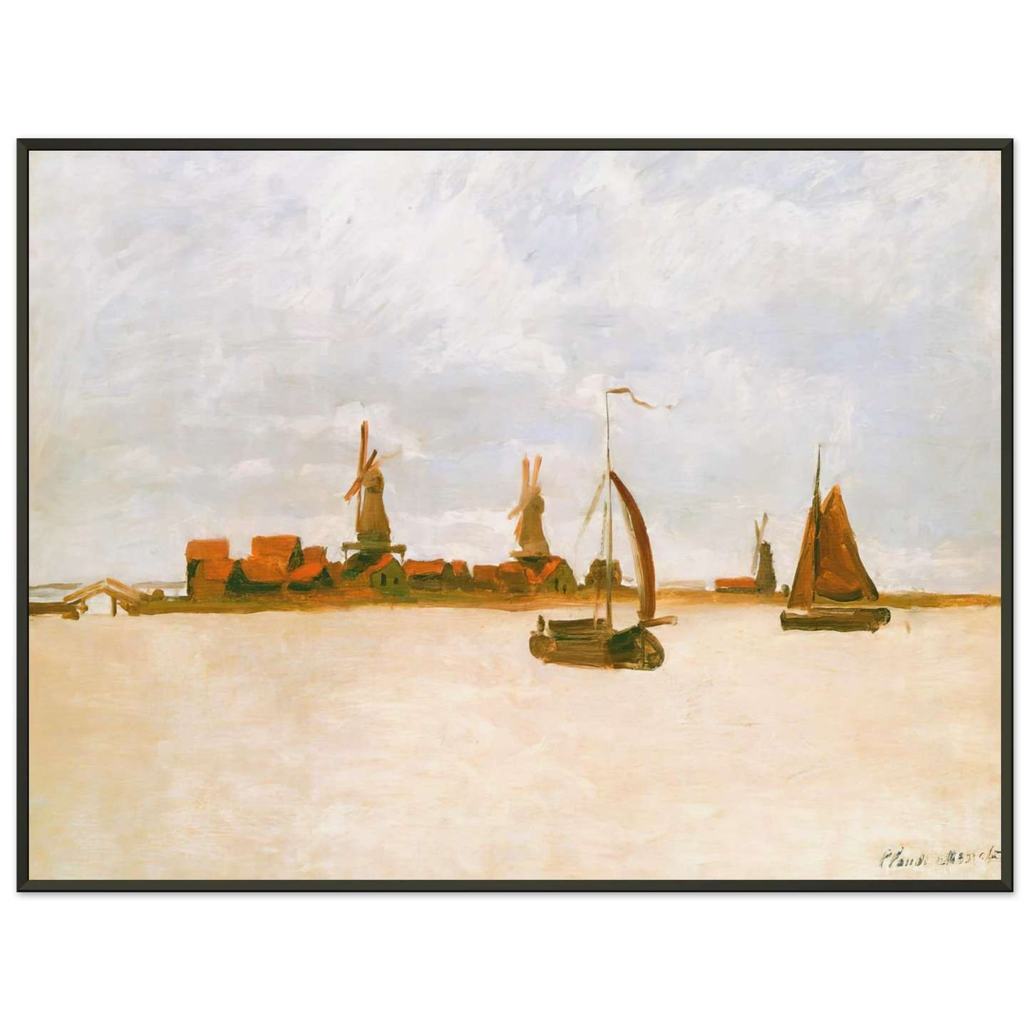claude monet The Voorzaan Framed Art Print - Aluminum Frame - 70x100 cm / 28x40 inches