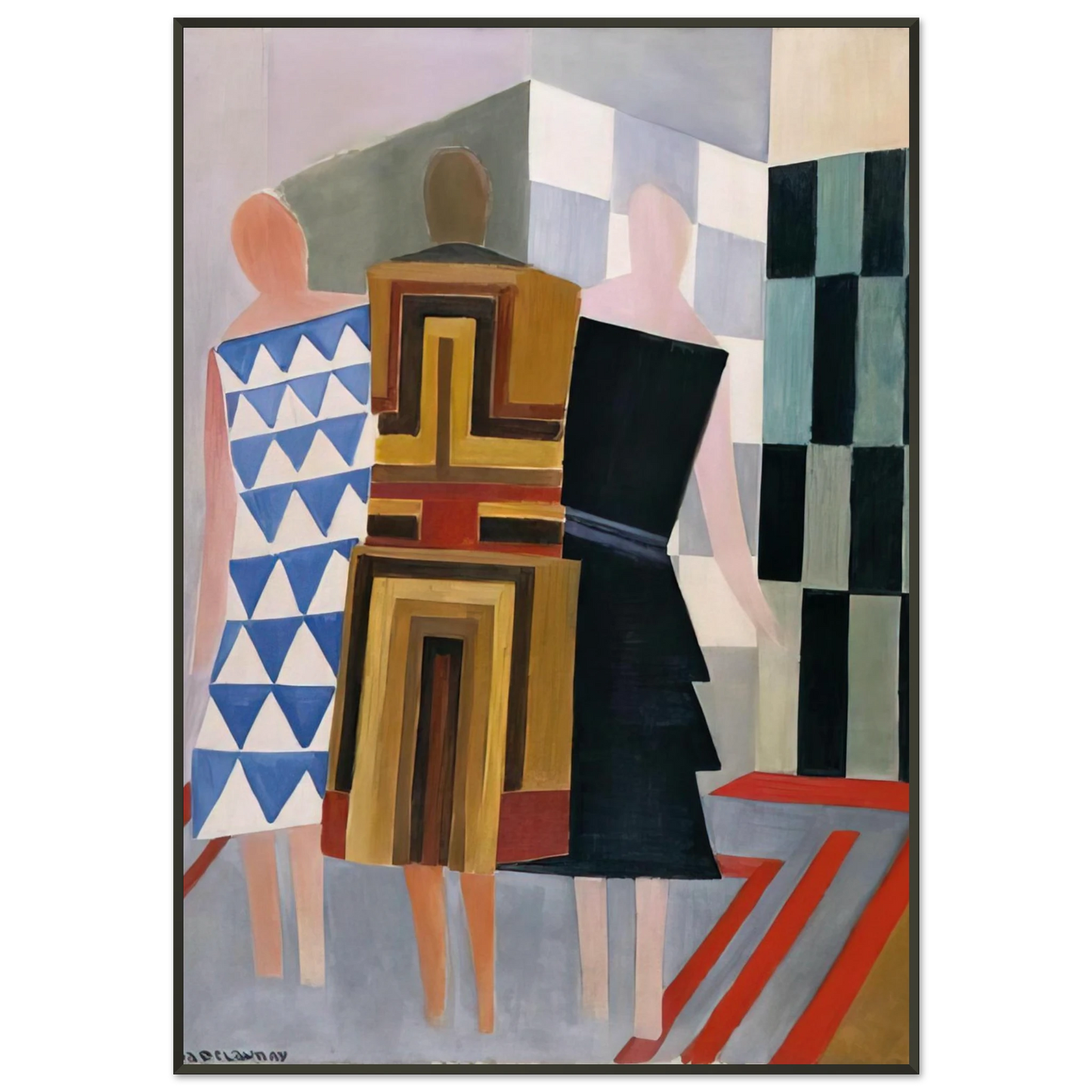 Sonia Delaunay SIMULTANEOUS DRESSES THREE WOMEN FORMS COLOURS 1925 Framed Art Print - Aluminum Frame - 21x29.7 cm / 8x12"