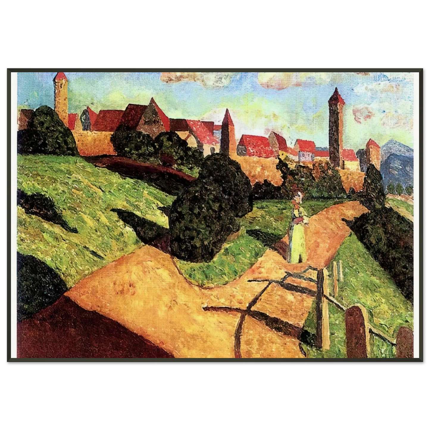 Wassily Kandinsky OLD TOWN II 1902 Framed Art Print - Aluminum Frame - 21x29.7 cm / 8x12"