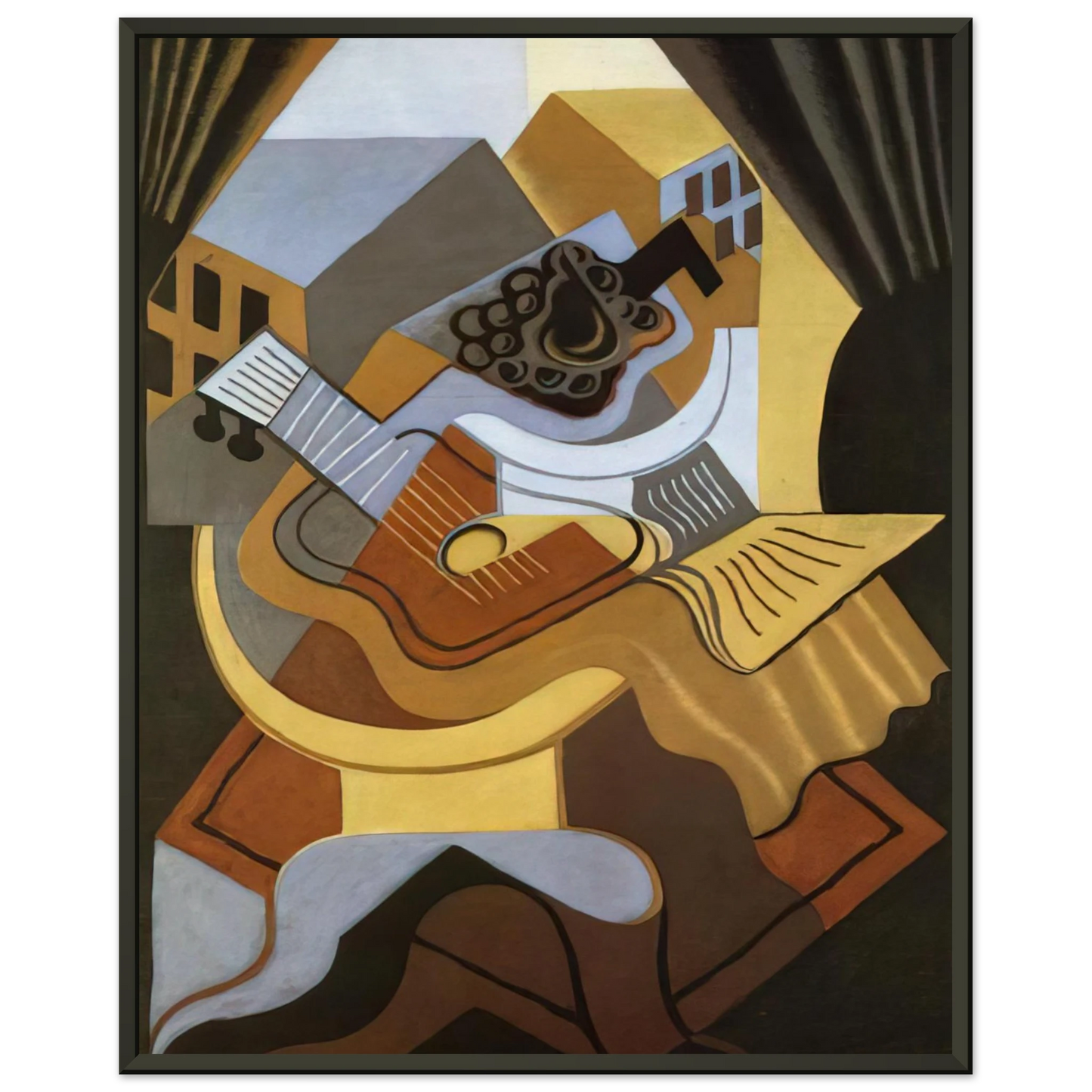 Juan Gris  PEDISTAL TABLE IN FRONT OF THE WINDOW 1921 Framed Art Print  - Aluminum Frame - 40x50 cm / 16x20 inches