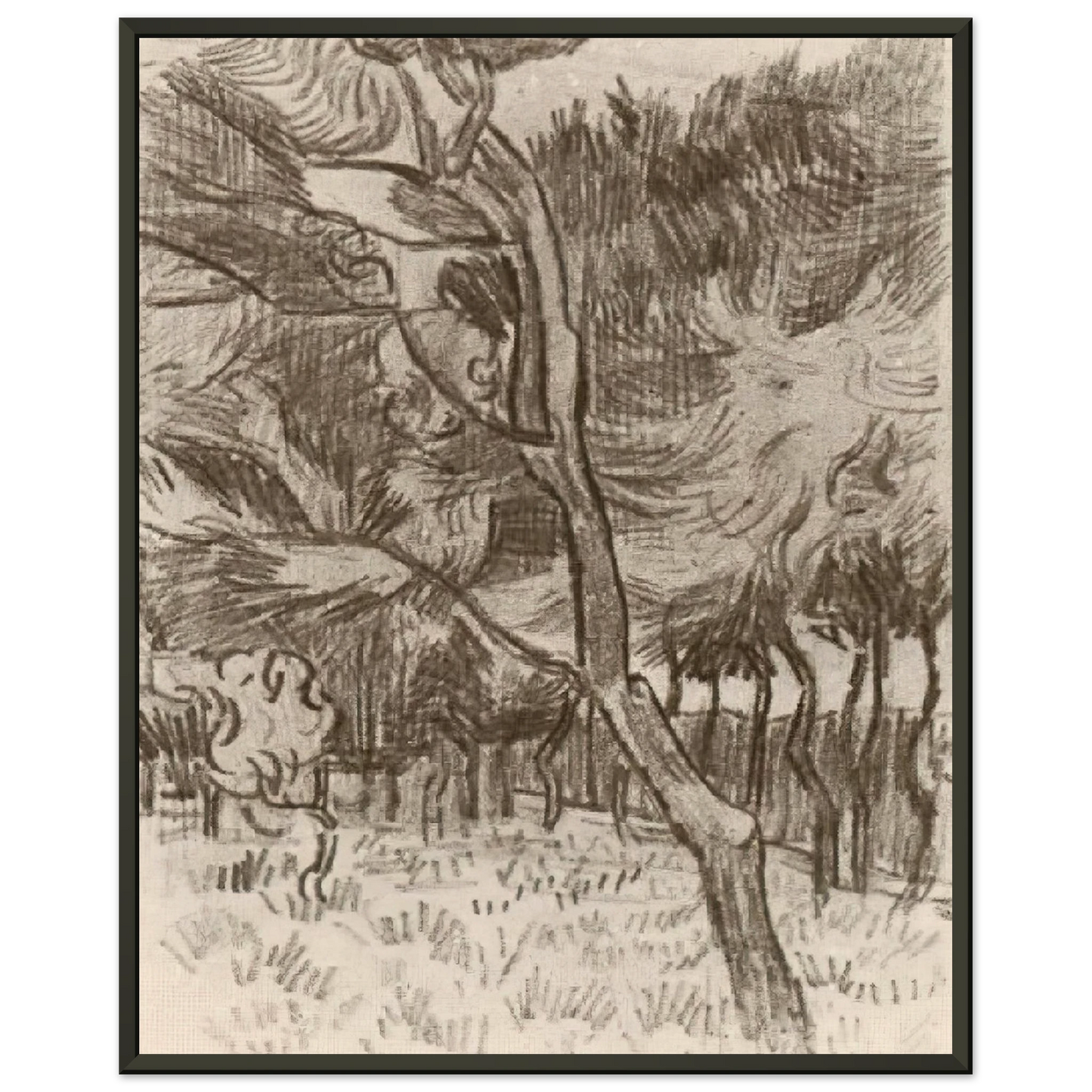 Vincent van Gogh  Pine Trees in the Garden of the Asylum Framed Art Print  - Aluminum Frame - 70x100 cm / 28x40 inches