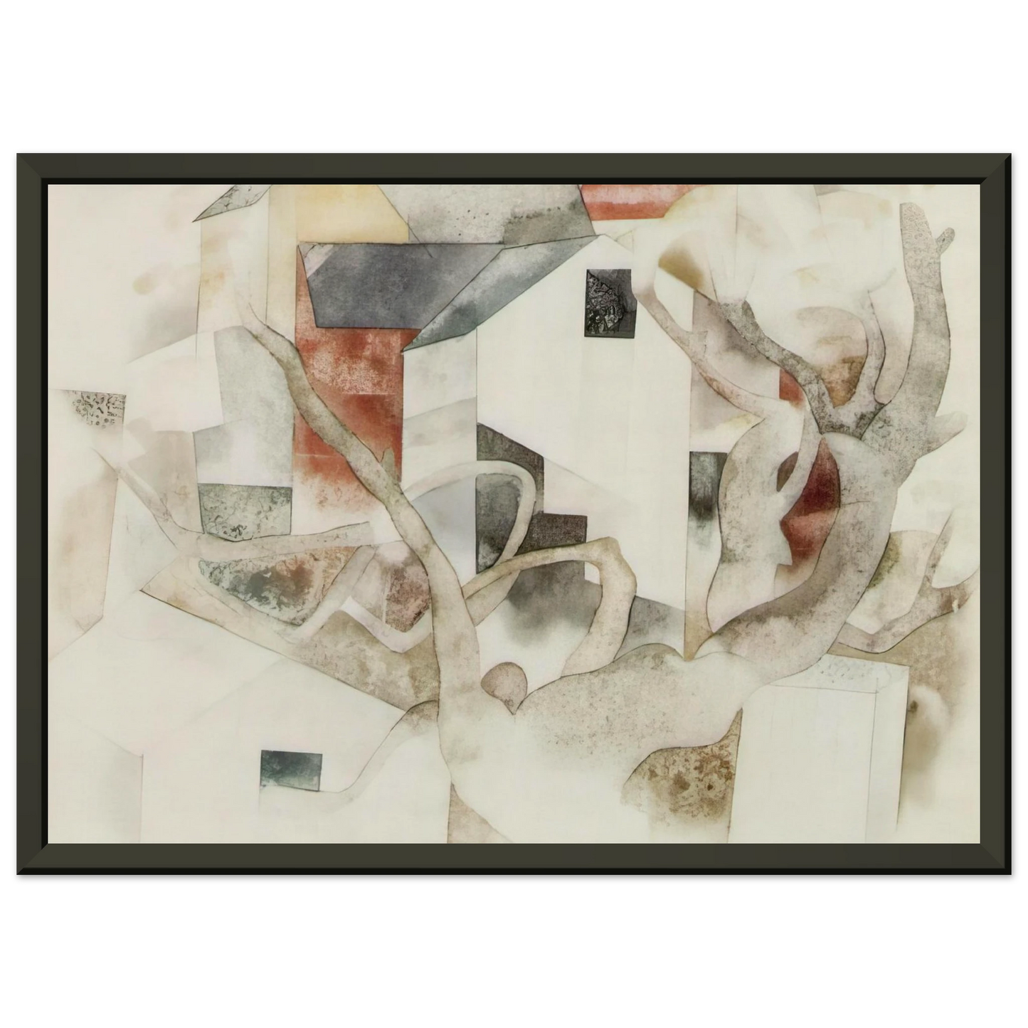 Charles Demuth Trees and Barns Bermuda 1917 Framed Art Print - Aluminum Frame - 70x100 cm / 28x40 inches