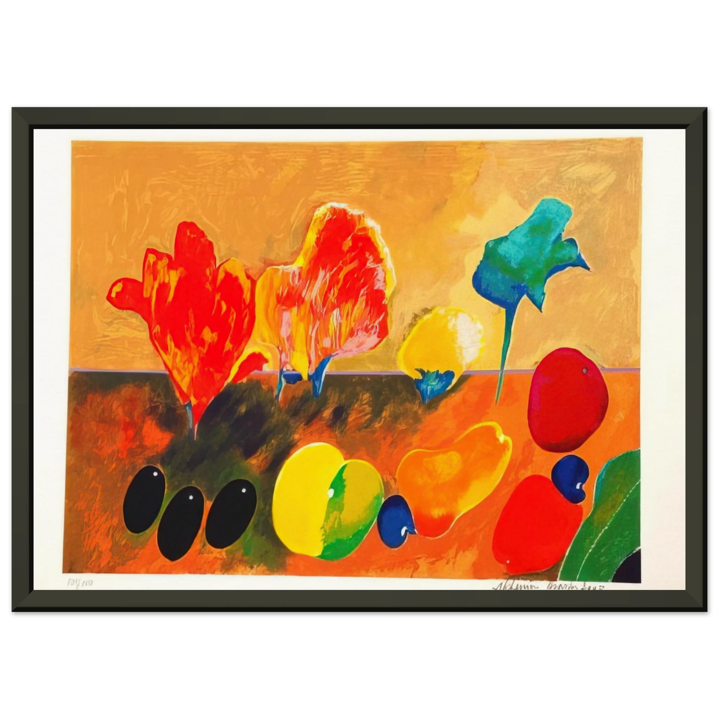 Aldemir Martins Flores e Frutas 2003 Framed Art Print - Aluminum Frame - 70x100 cm / 28x40 inches