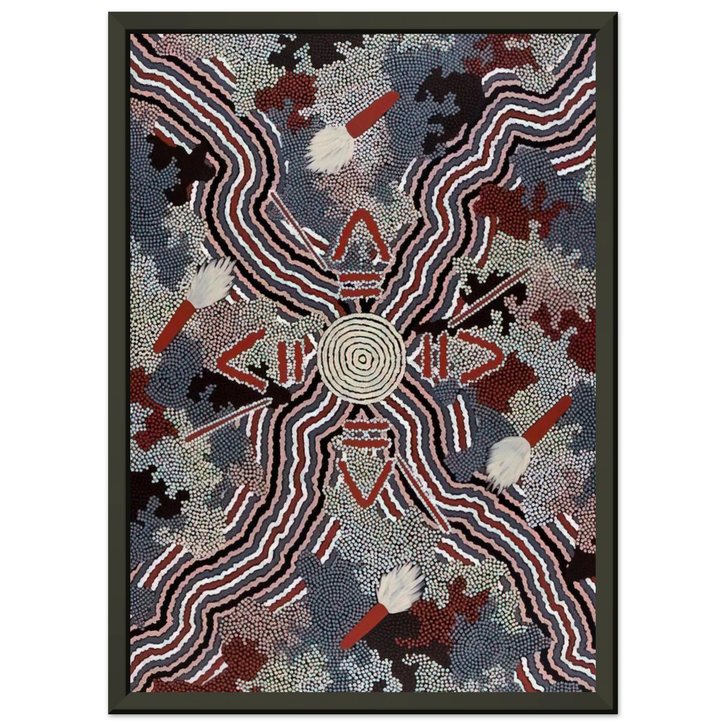 Clifford Possum Tjapaltjarri Untitled 1997 Framed Art Print - Aluminum Frame - 60x80 cm / 24x32 inches
