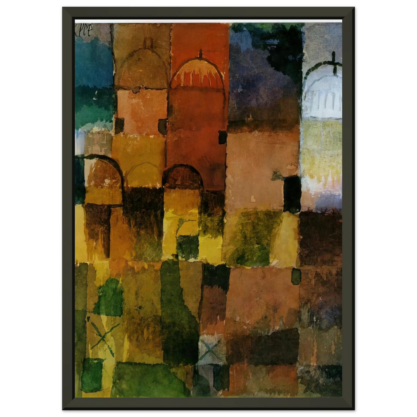Paul Klee RED AND WHITE DOMES 1914 Framed Art Print - Aluminum Frame - 70x100 cm / 28x40 inches