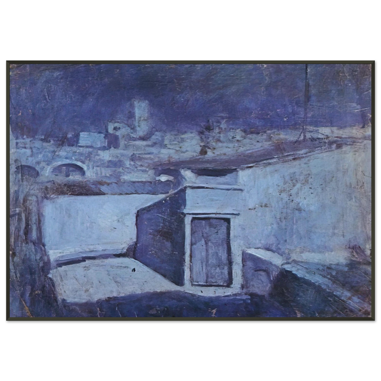 Pablo Picasso  The roofs of Barcelona in the moonlight Framed Art Print  - Aluminum Frame - 21x29.7 cm / 8x12"