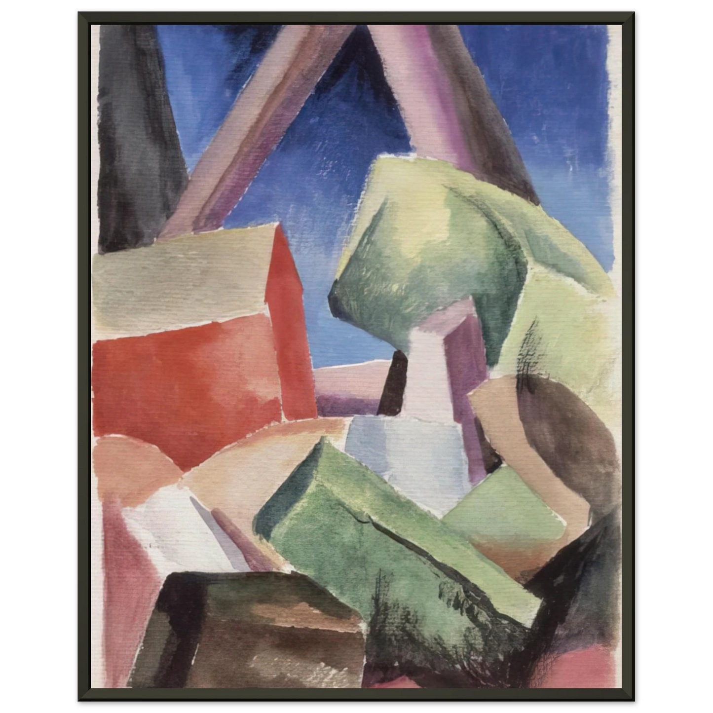 Thomas Hart Benton HOUSE IN CUBIST LANDSCAPE 1920 Framed Art Print - Aluminum Frame - 40x50 cm / 16x20 inches
