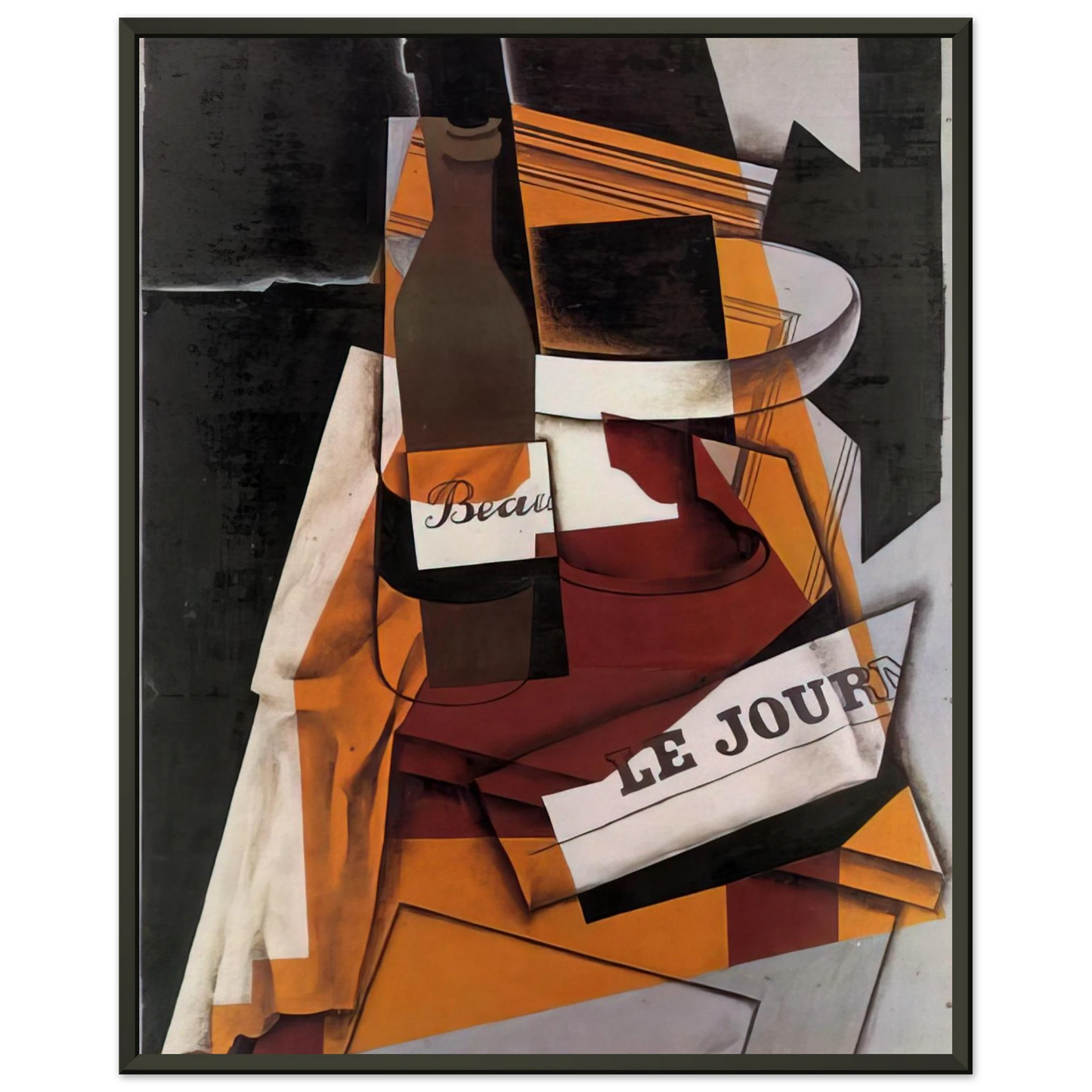 Juan Gris  BOTTLE NEWSPAPER AND FRUIT BOWL 1915 Framed Art Print  - Aluminum Frame - 60x80 cm / 24x32 inches