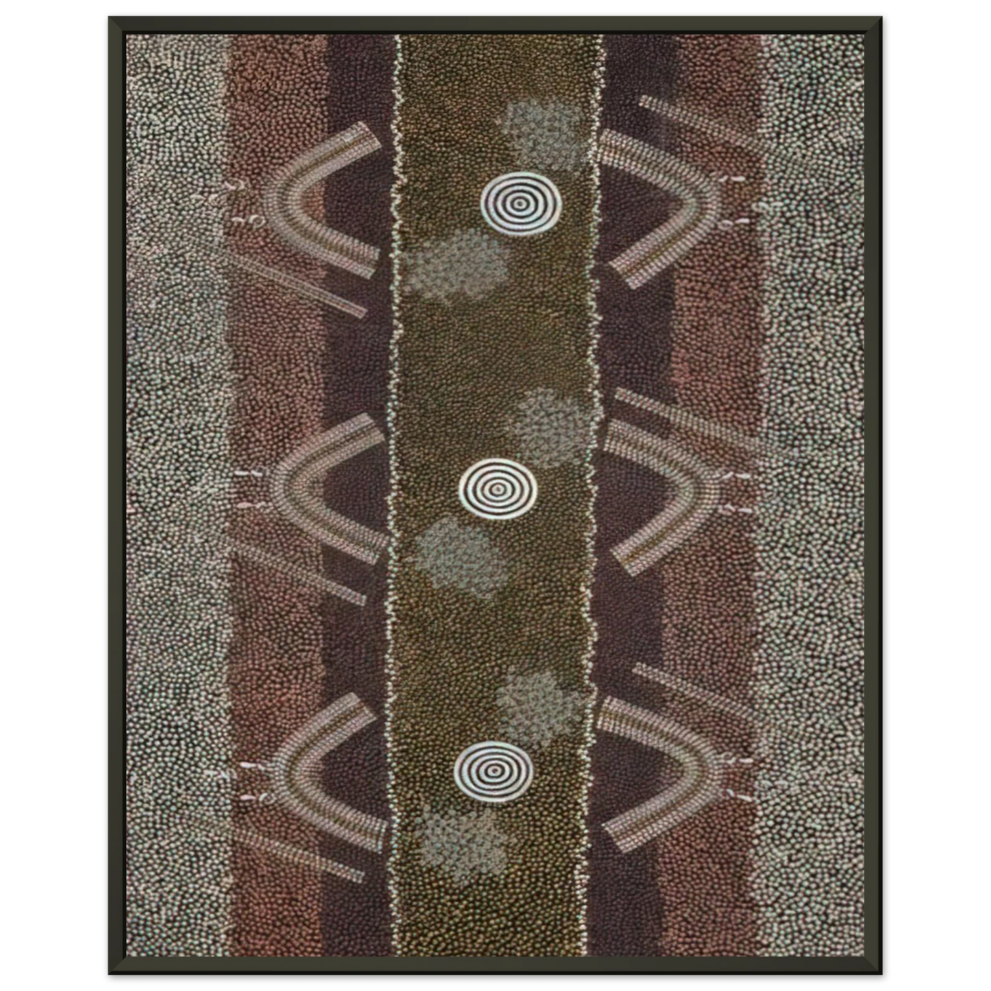 Clifford Possum Tjapaltjarri Ground and Body Designs Used in Ceremonies at Arranki on Mt Allan Station 1982 Framed Art Print - Aluminum Frame - 60x80 cm / 24x32 inches