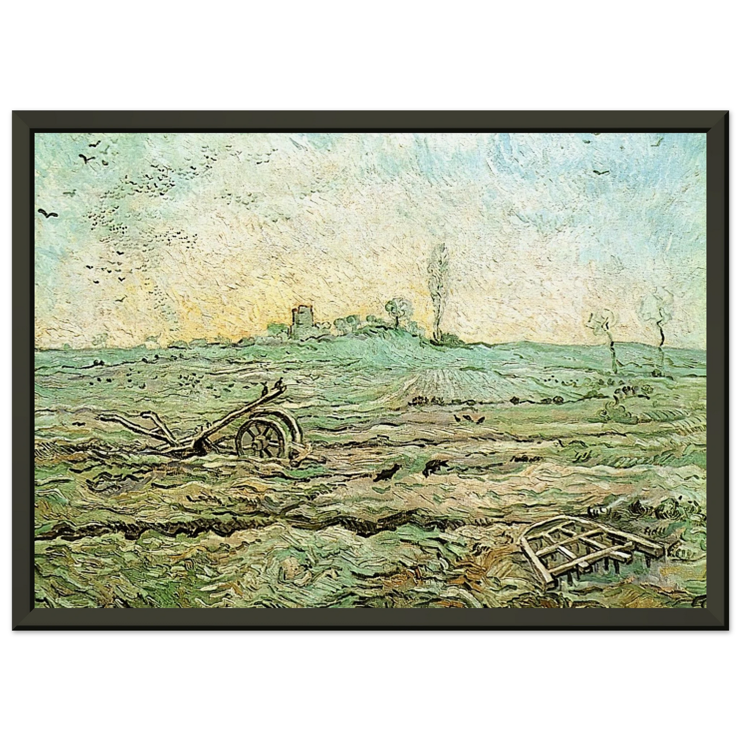 Vincent van Gogh The Plough and the Harrow after Millet Framed Art Print - Aluminum Frame - 60x80 cm / 24x32 inches