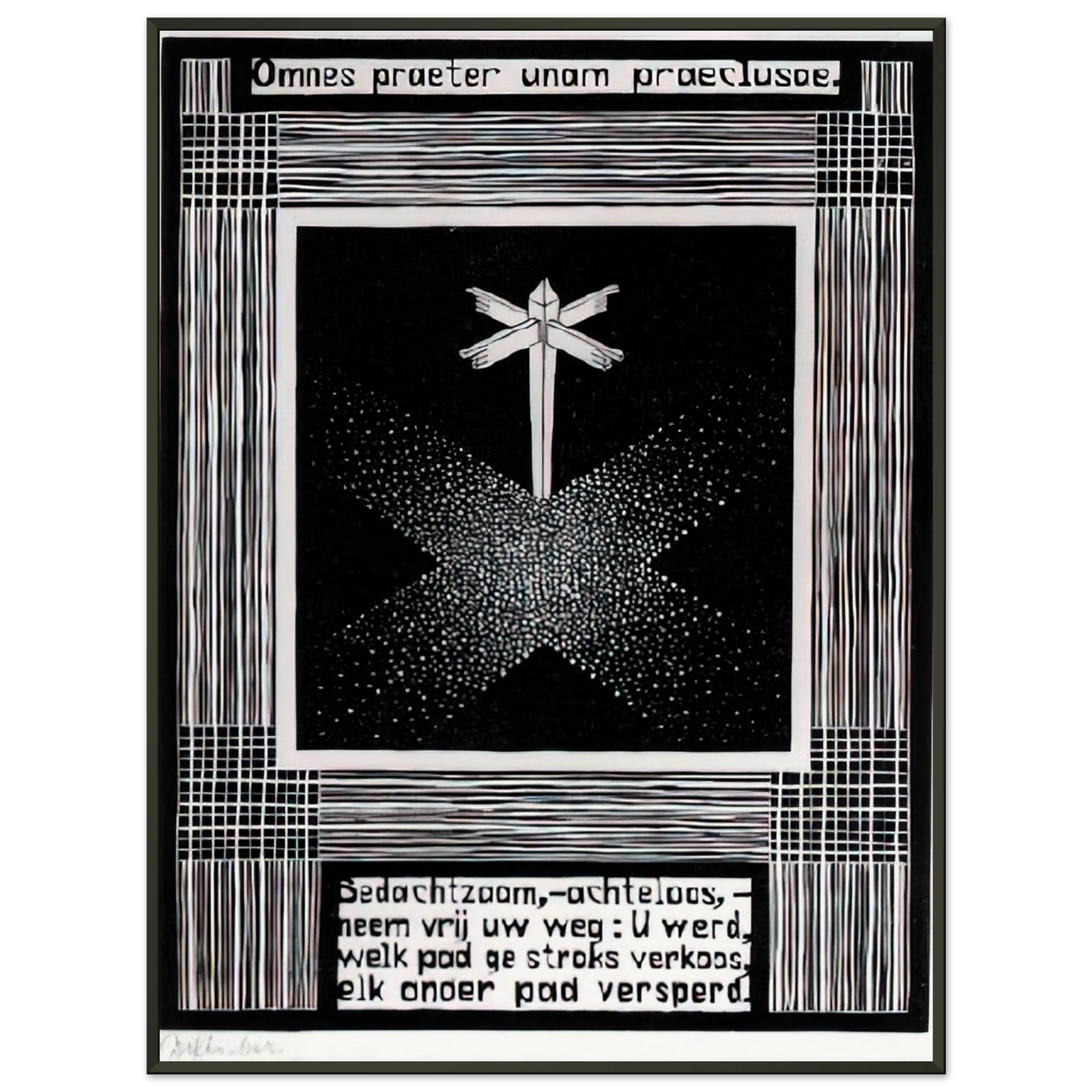MC Escher  EMBLEMATA SIGNPOST Framed Art Print  - Aluminum Frame - 70x100 cm / 28x40 inches