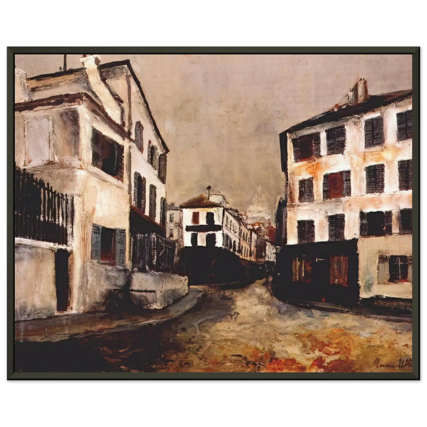 Maurice Utrillo NORVINS STREET Framed Art Print - Aluminum Frame - 70x100 cm / 28x40 inches