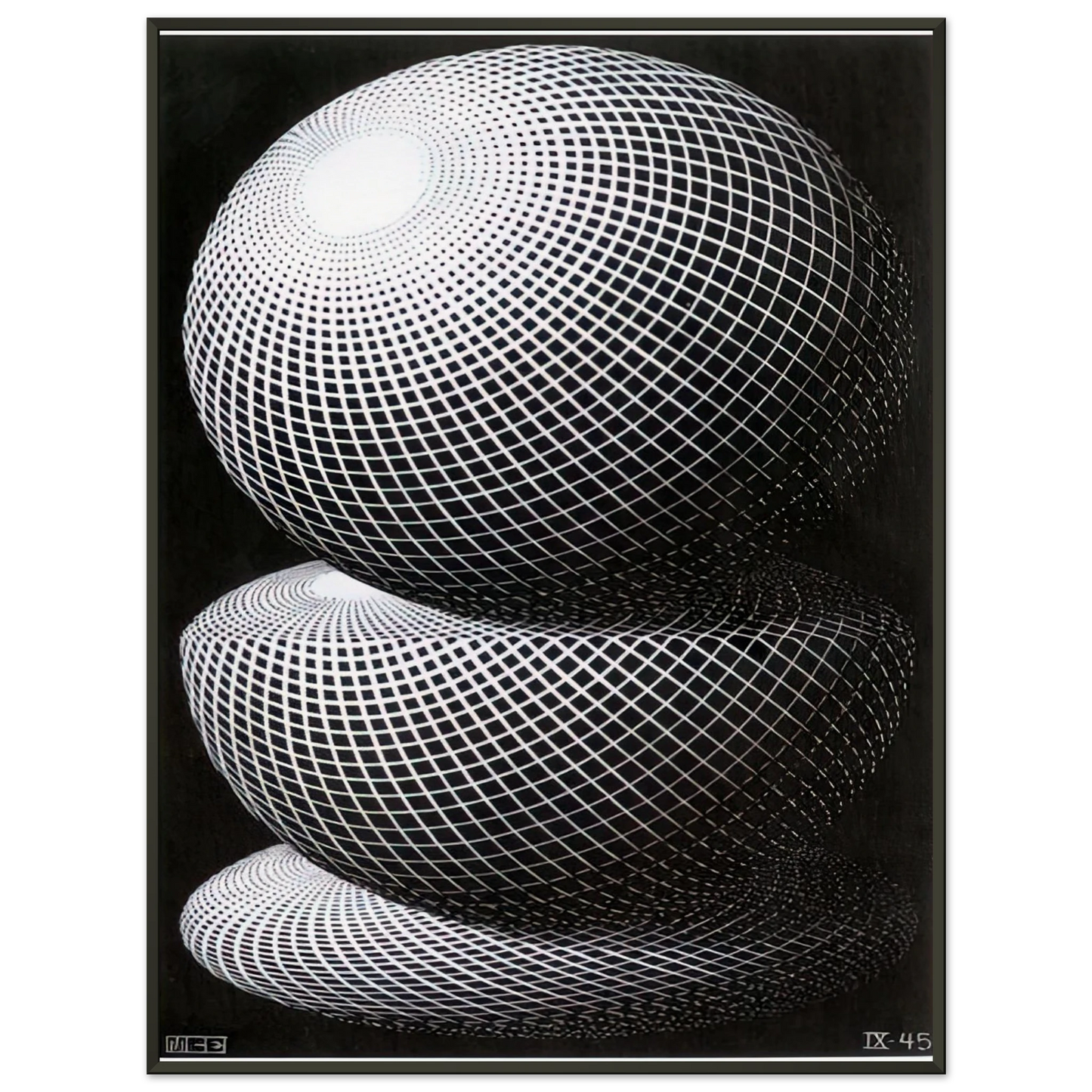 MC Escher  THREE SPHERES I SCHEME Framed Art Print  - Aluminum Frame - 60x80 cm / 24x32 inches