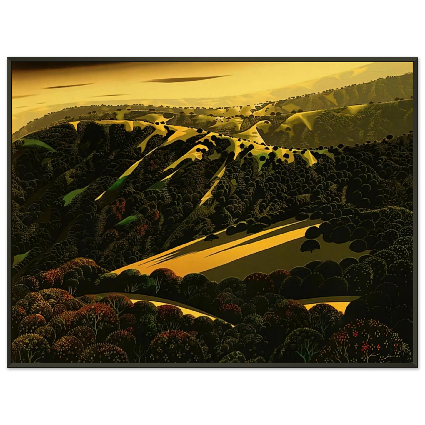 Eyvind Earle Santa Cruz Mountains Framed Art Print - Aluminum Frame - 70x100 cm / 28x40 inches