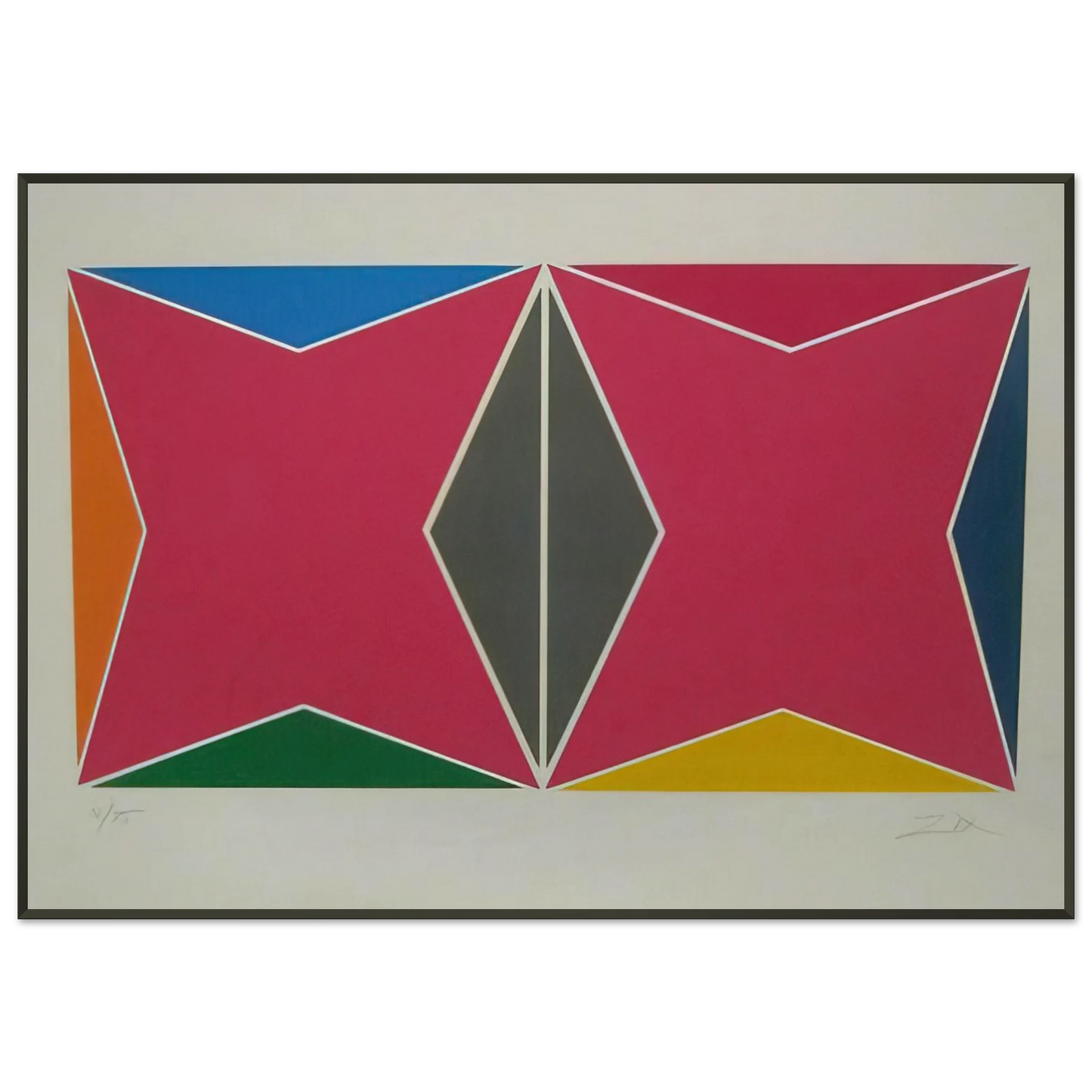 Larry Zox Geometric Composition Hard Edge Painting Framed Art Print - Aluminum Frame - 21x29.7 cm / 8x12"