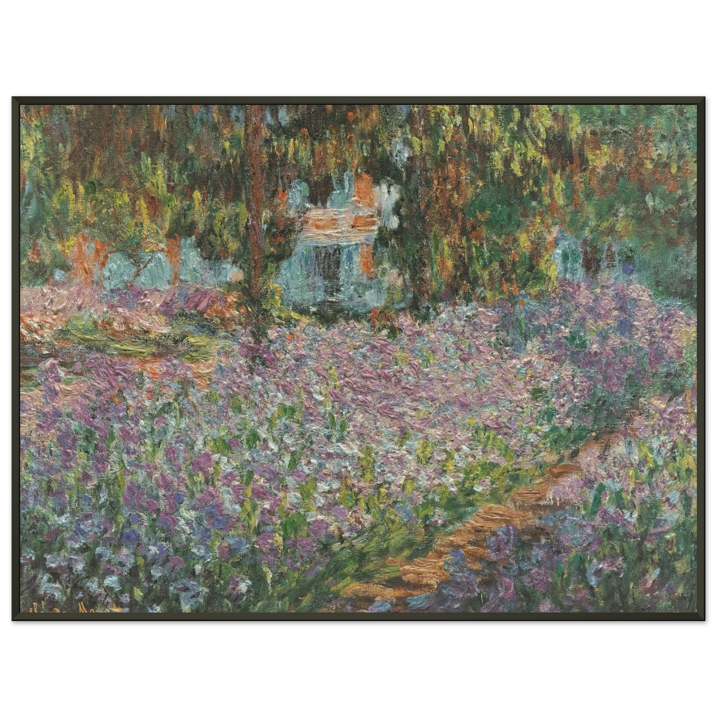 claude monet  The Artists Garden at Giverny Framed Art Print  - Aluminum Frame - 40x50 cm / 16x20 inches