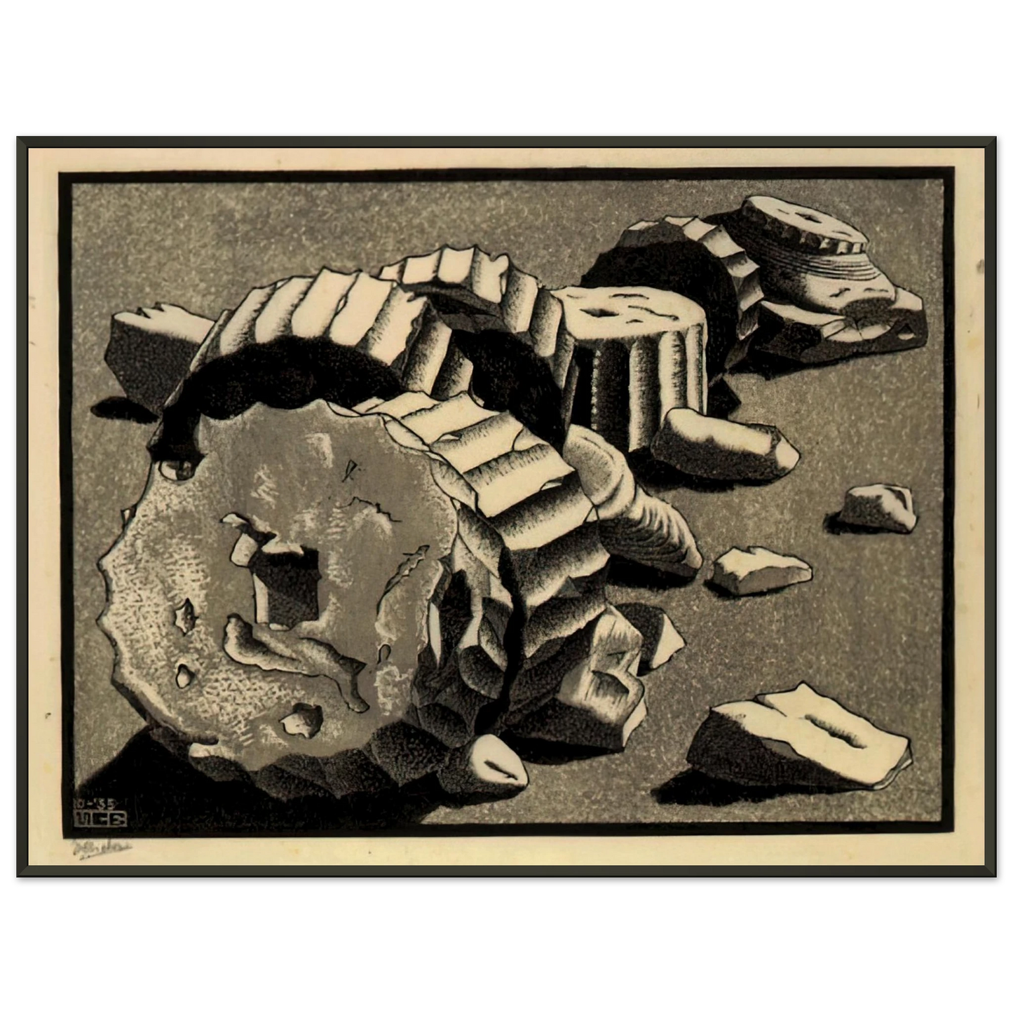MC Escher  SELINUNTE SICILY OCTOBER 1935 1935 Framed Art Print  - Aluminum Frame - 70x100 cm / 28x40 inches