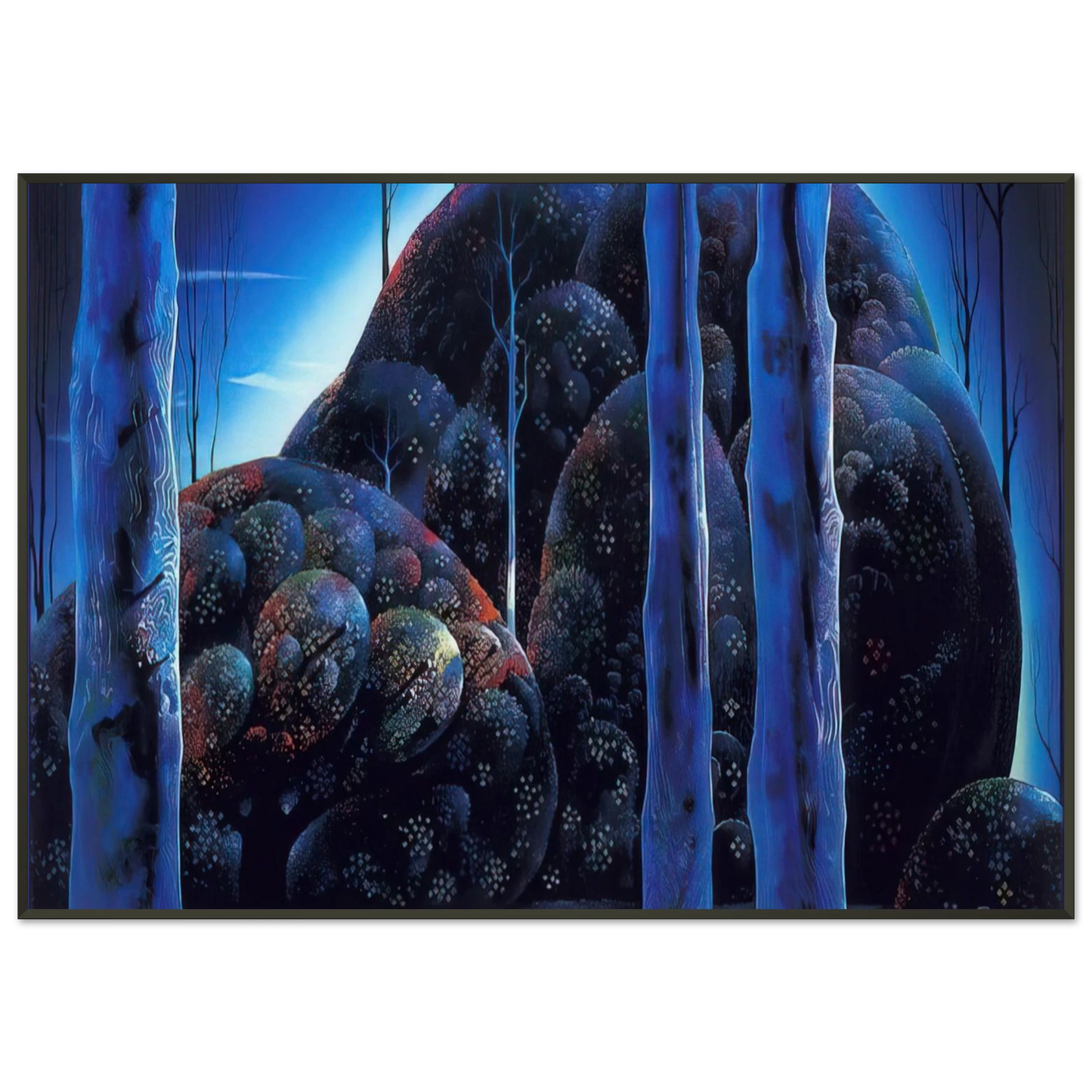 Eyvind Earle Moonlit Eucalyptus Framed Art Print - Aluminum Frame - 21x29.7 cm / 8x12"